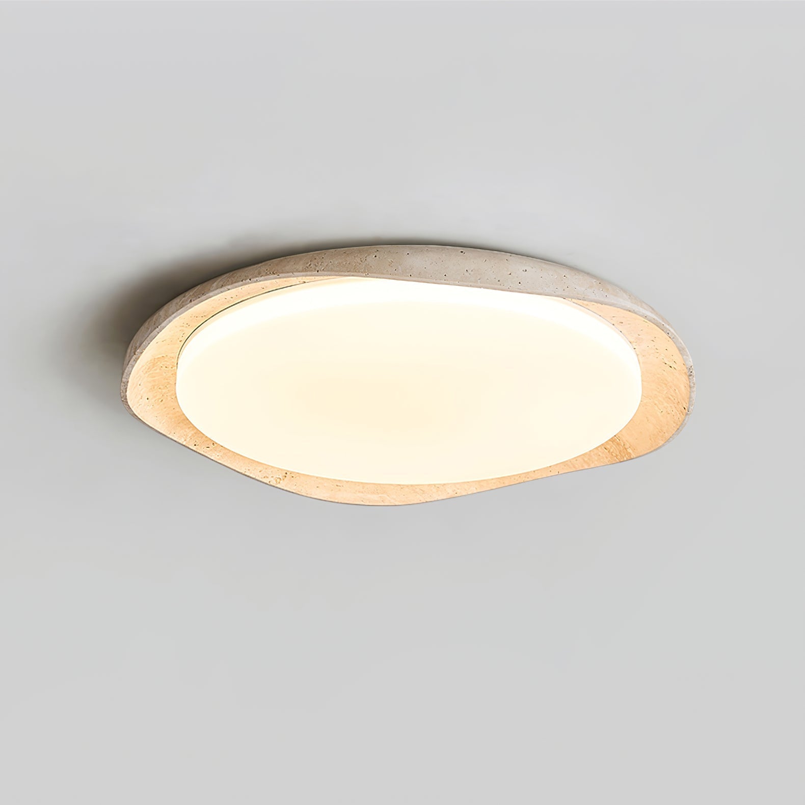Adoros Rimmed-Circle Travertine Ceiling Light - Letslighting