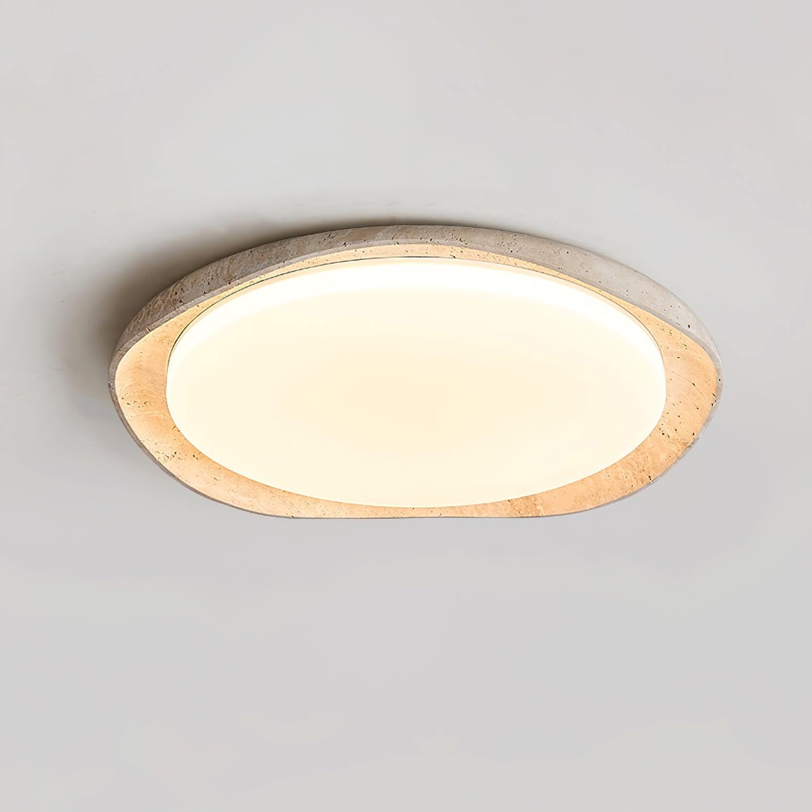 Adoros Rimmed-Circle Travertine Ceiling Light - Letslighting