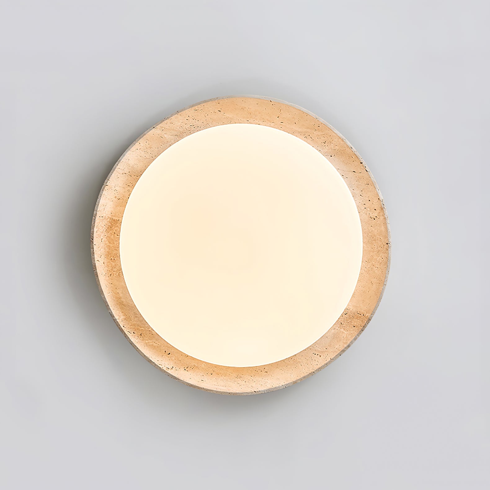 Adoros Rimmed-Circle Travertine Ceiling Light - Letslighting