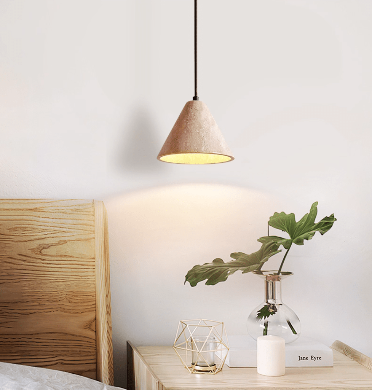 Solis Cone Travertine Pendant Lamp - Letslighting