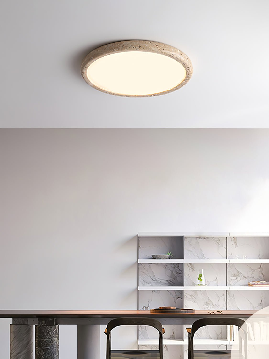 Aurrina Ring Frame Travertine Ceiling Light - Letslighting