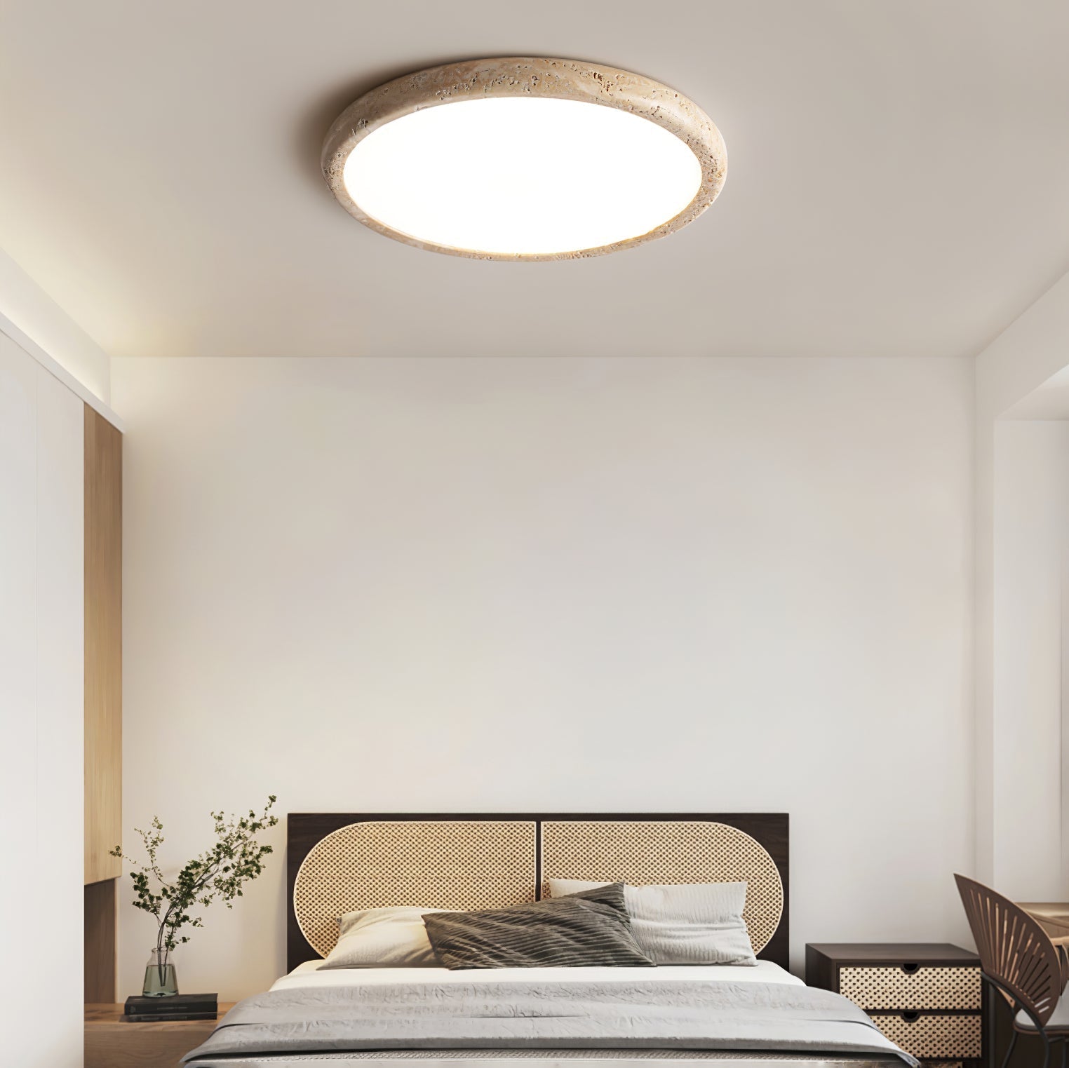 Aurrina Ring Frame Travertine Ceiling Light - Letslighting