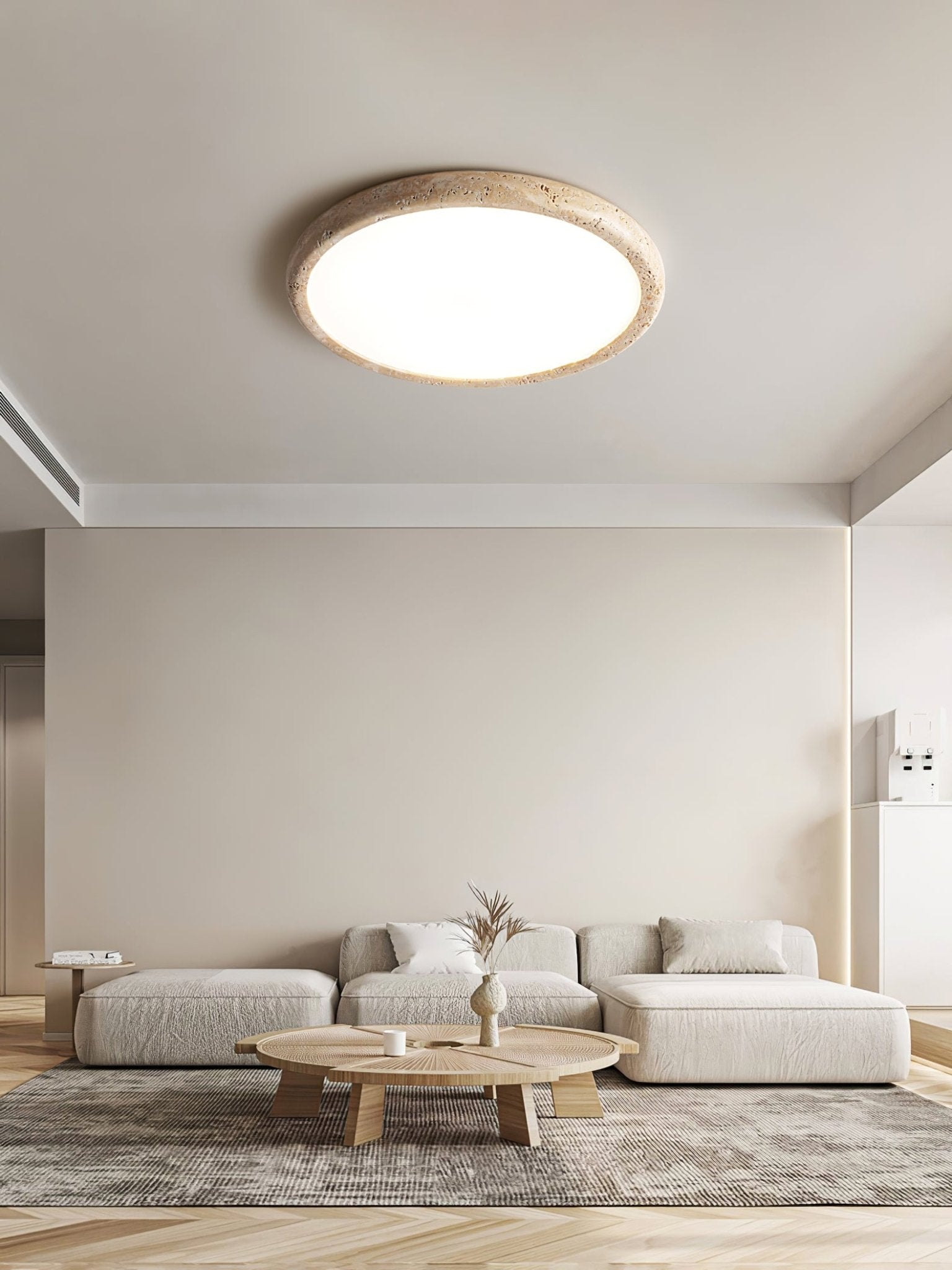 Aurrina Ring Frame Travertine Ceiling Light - Letslighting