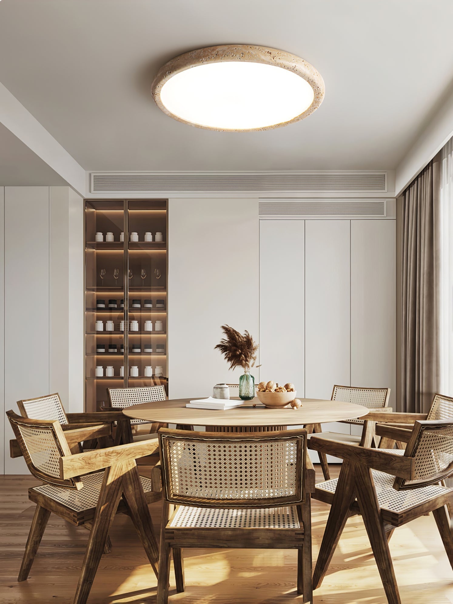 Aurrina Ring Frame Travertine Ceiling Light - Letslighting