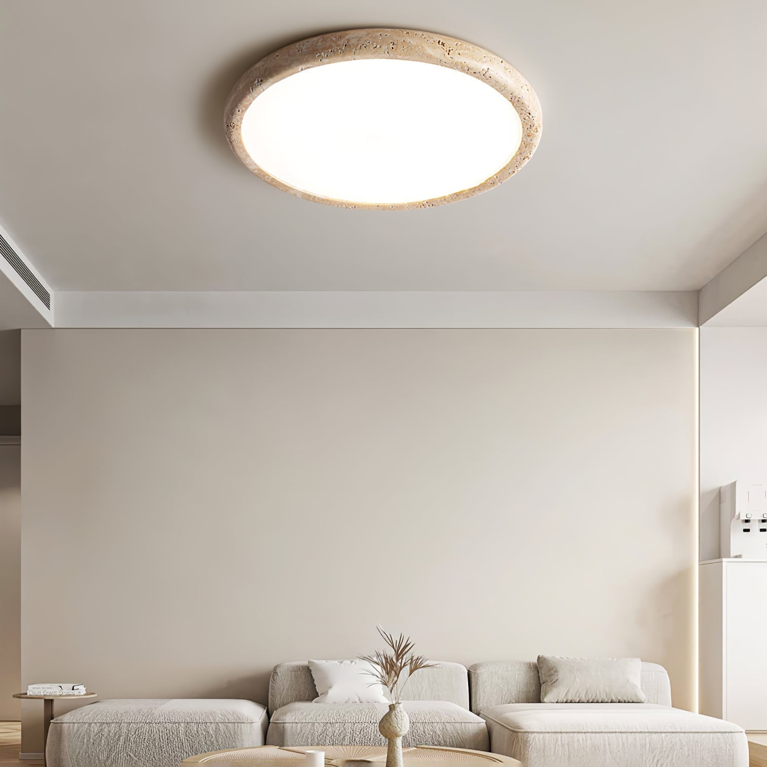 Aurrina Ring Frame Travertine Ceiling Light - Letslighting