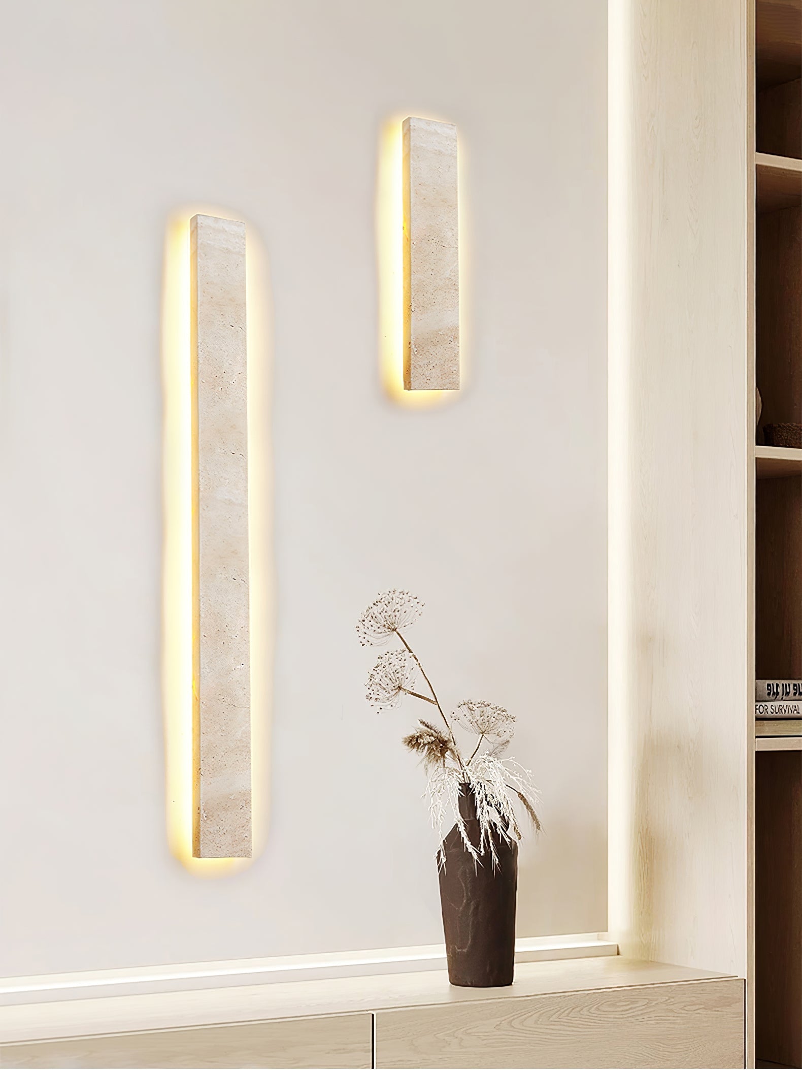 Olnorir Slim Rectangle Travertine Wall Light - Letslighting