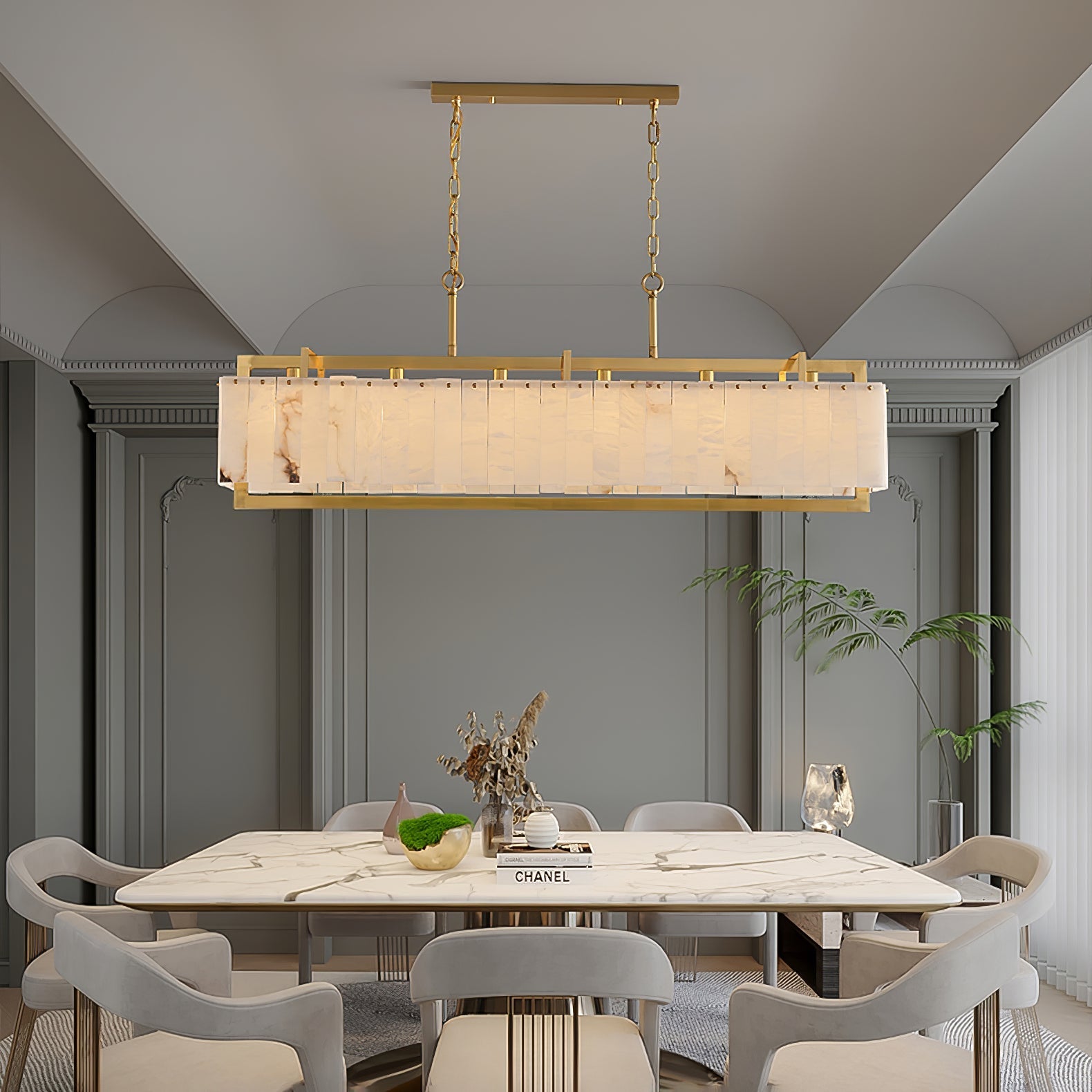 Aether Rectangular Alabaster Pendant Light