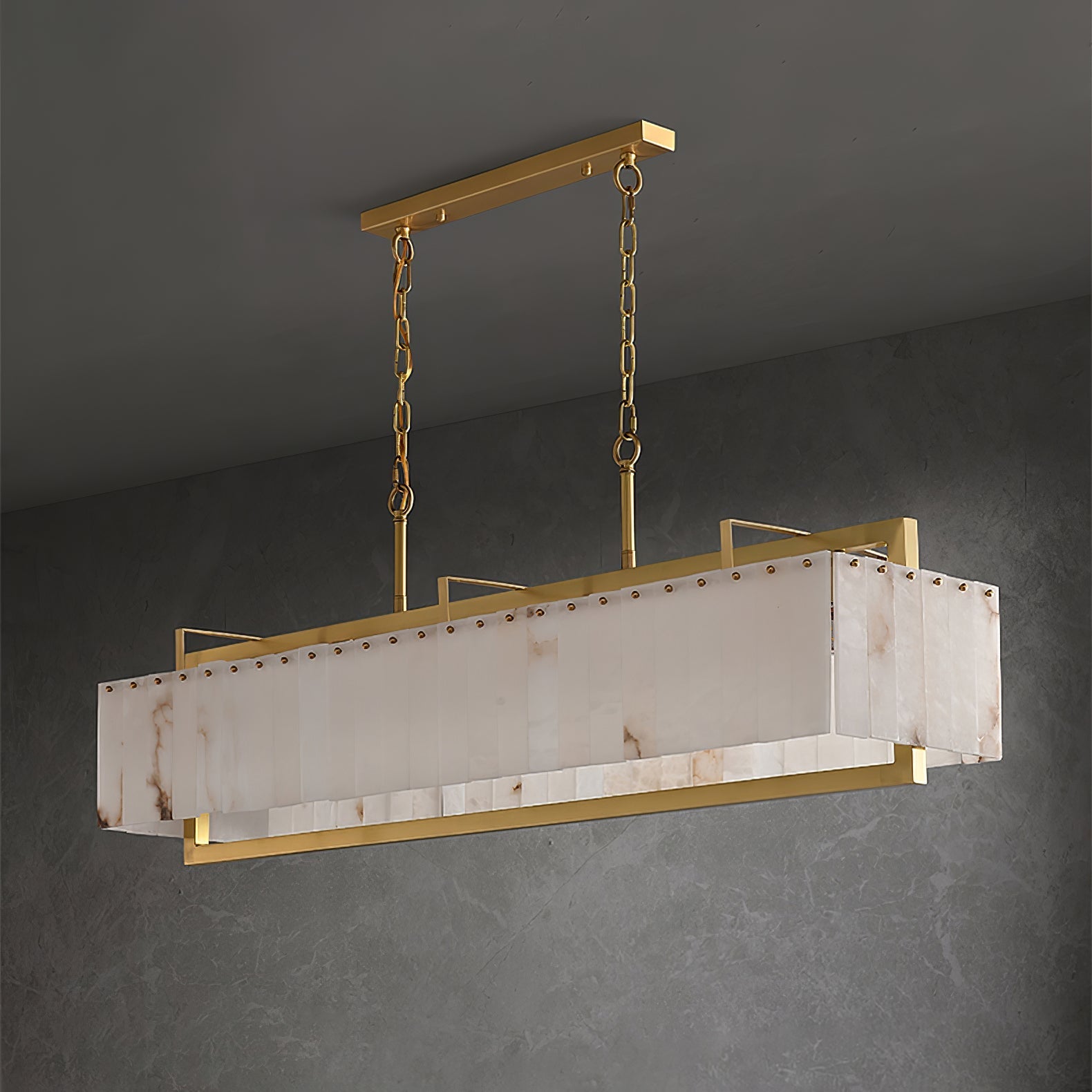 Solstice Minimalist Metal & Alabaster Chandelier