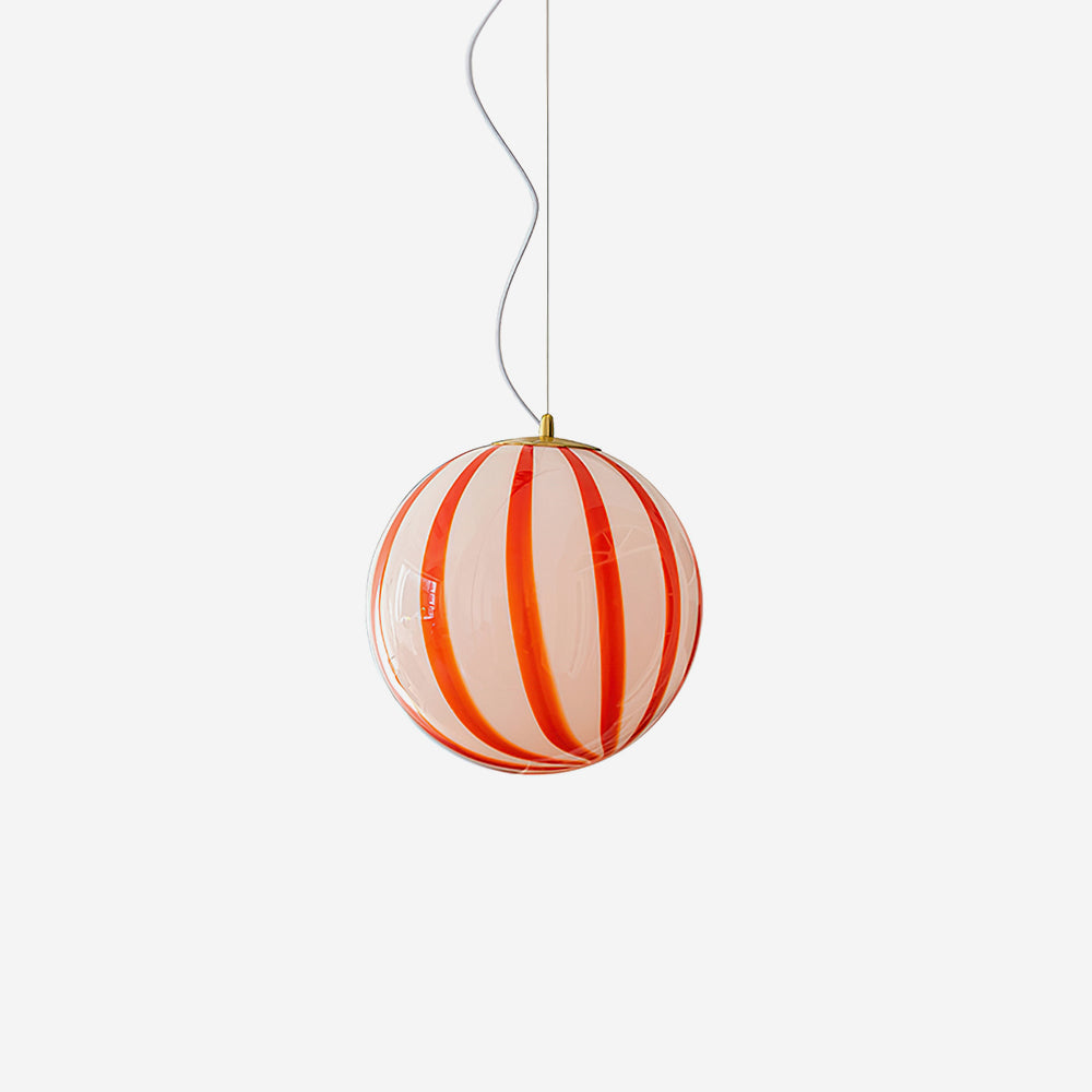 Pendant Light Metal&Glass Shade Striped Globe for Dining Room - Letslighting
