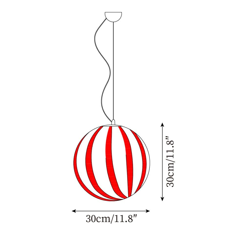 Pendant Light Metal&Glass Shade Striped Globe for Dining Room - Letslighting