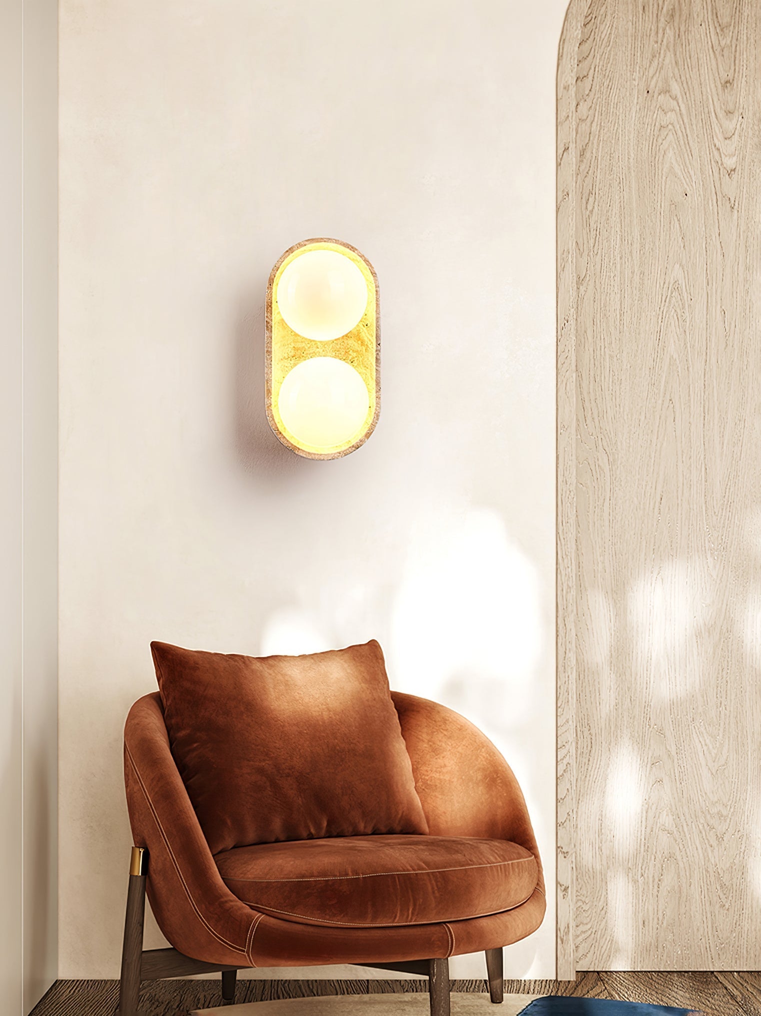 Trio Globe Travertine Wall Sconce