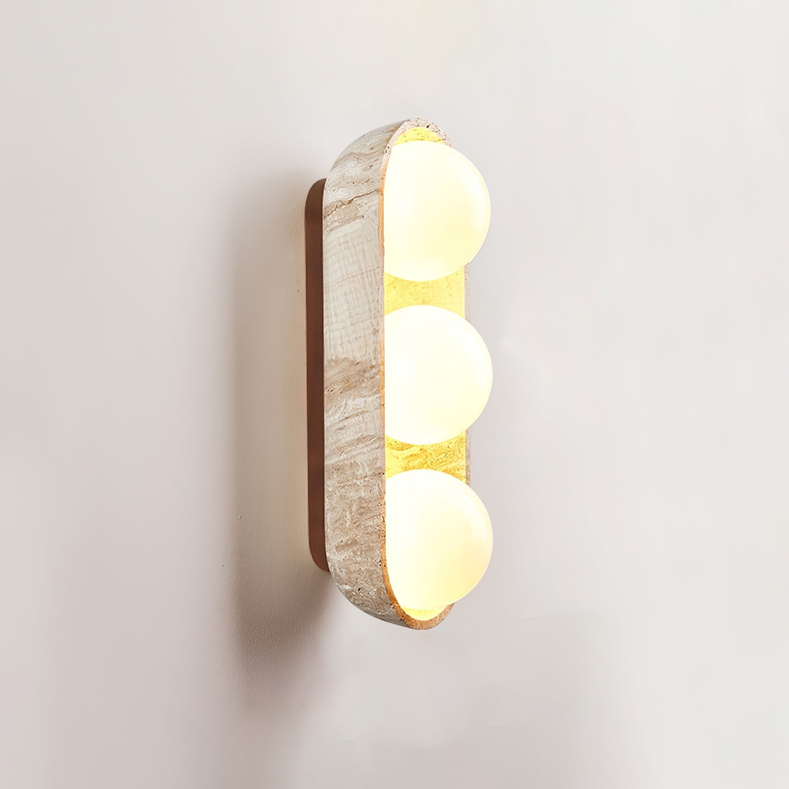 Trio Globe Travertine Wall Sconce