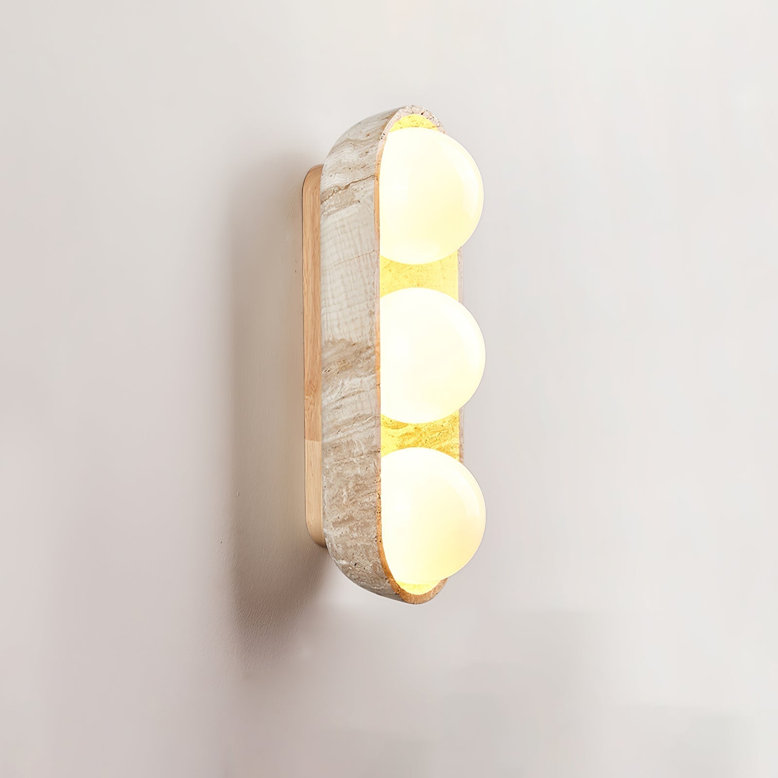 Trio Globe Travertine Wall Sconce
