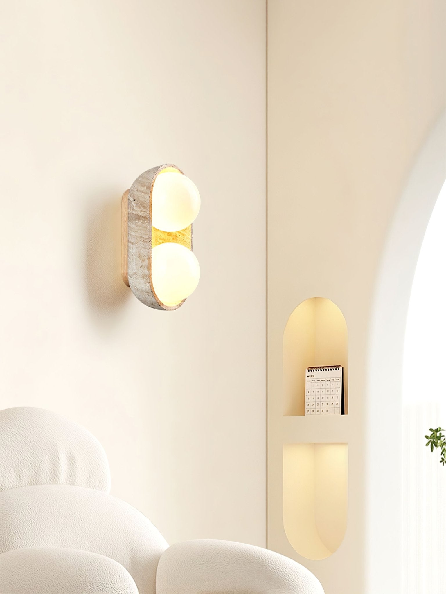 Trio Globe Travertine Wall Sconce