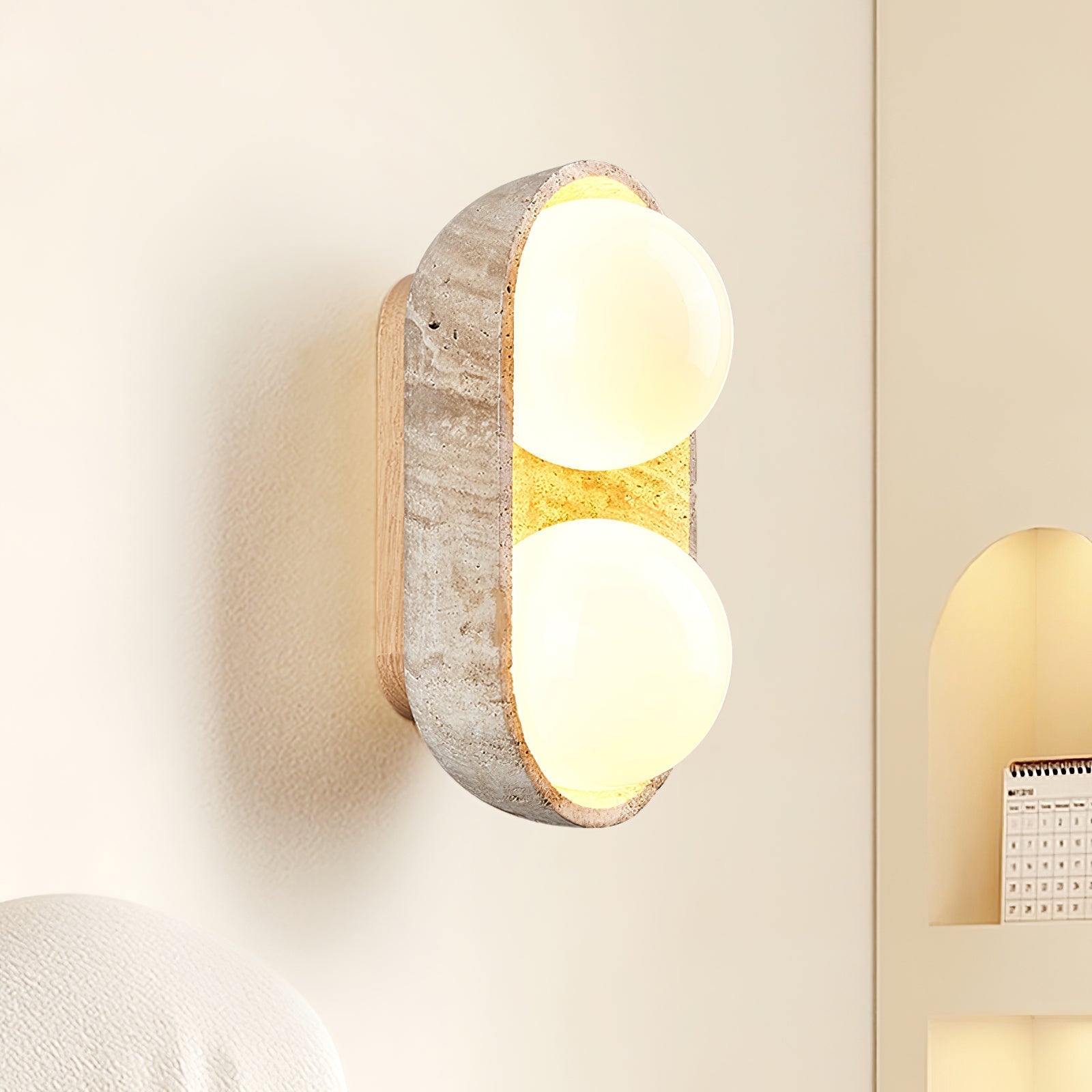 Trio Globe Travertine Wall Sconce
