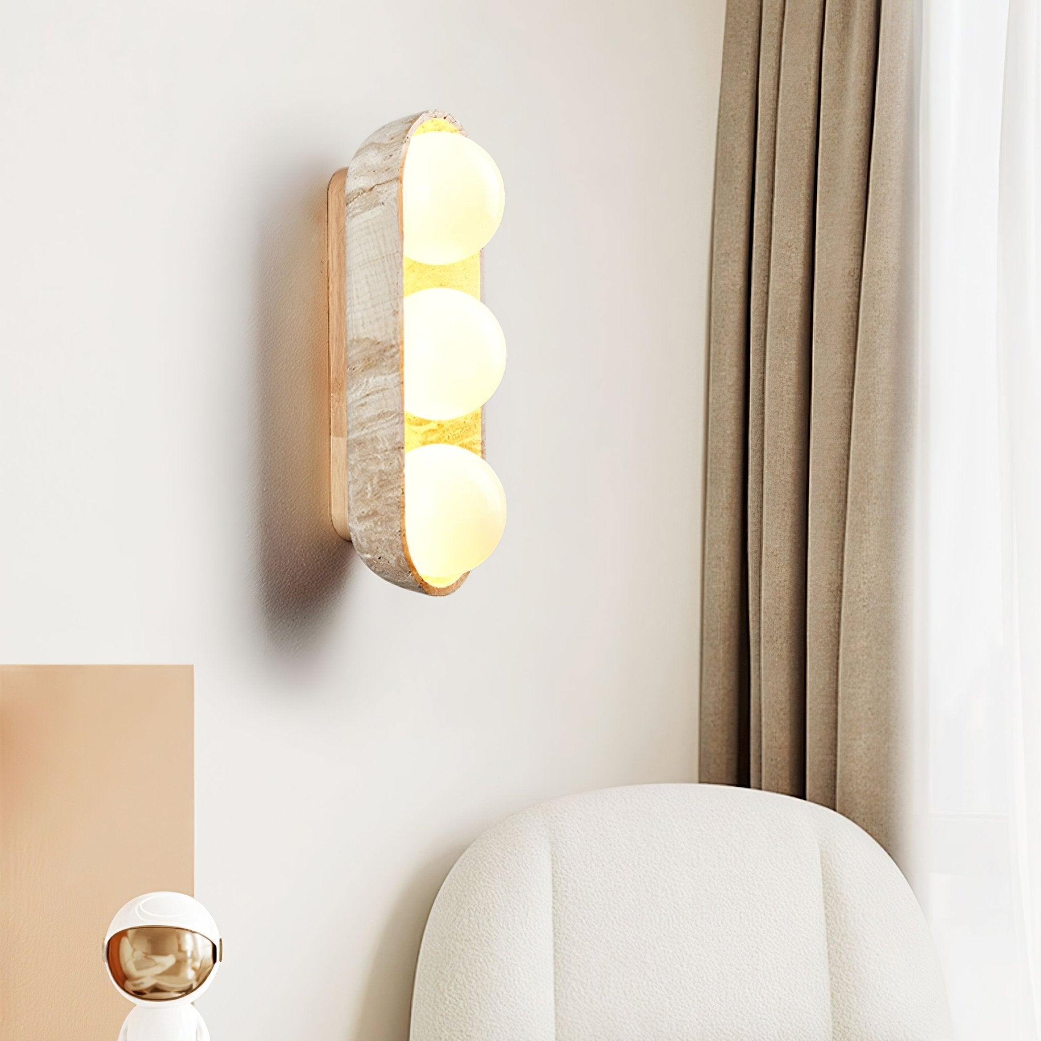 Trio Globe Travertine Wall Sconce
