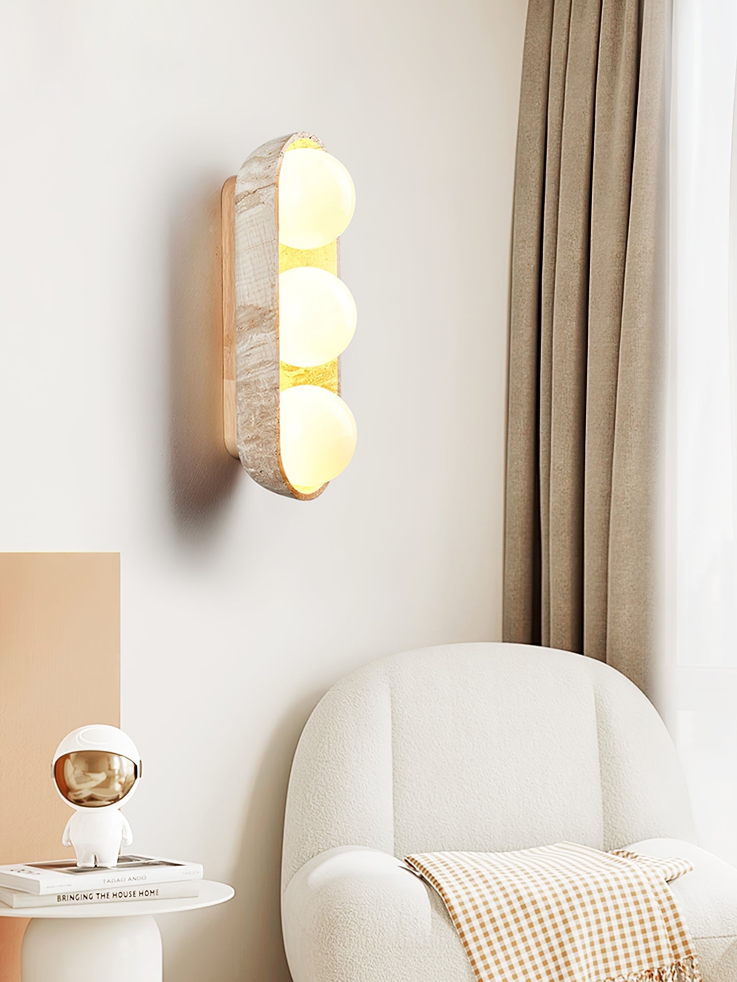 Trio Globe Travertine Wall Sconce