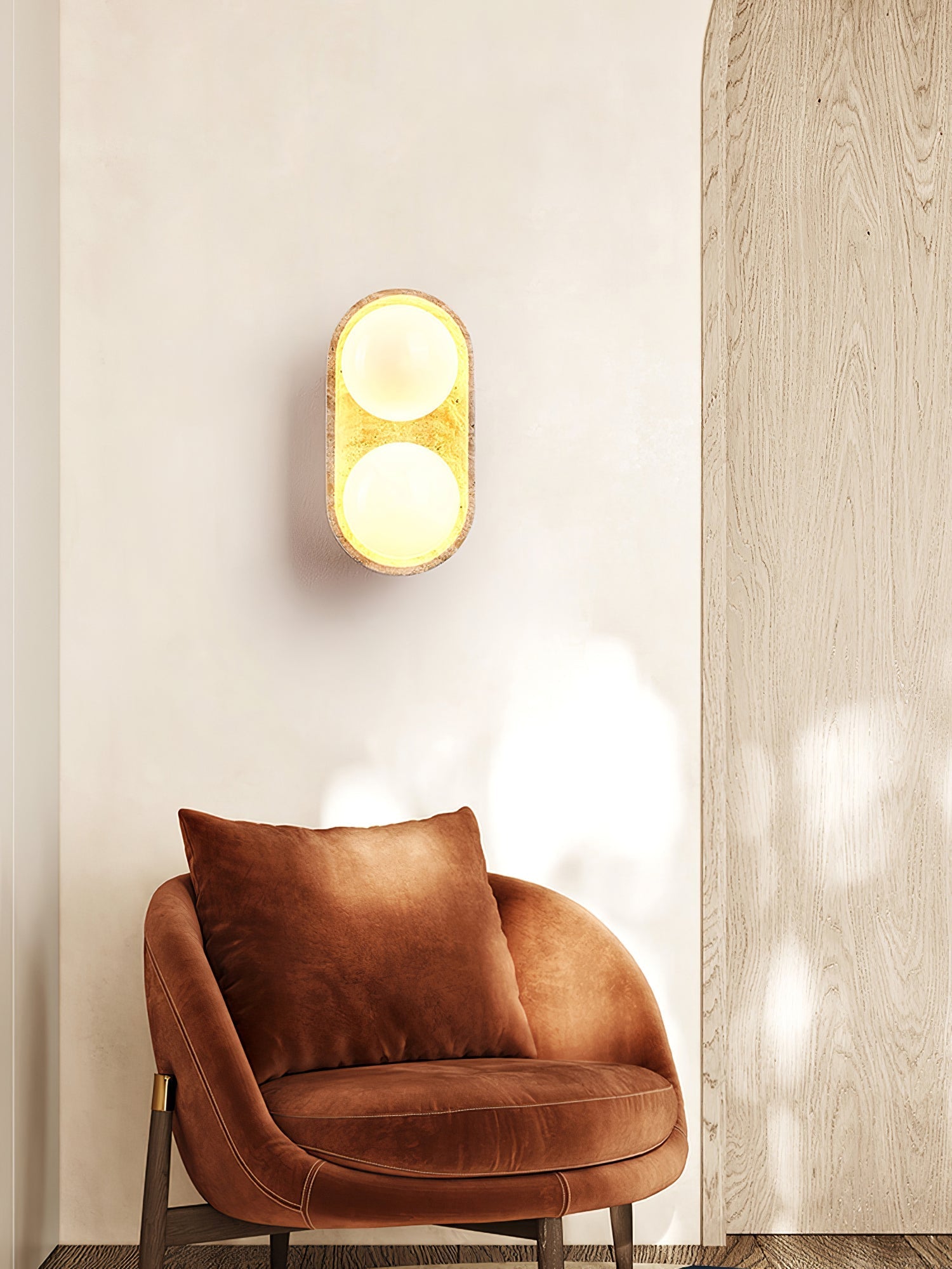 Trio Globe Travertine Wall Sconce