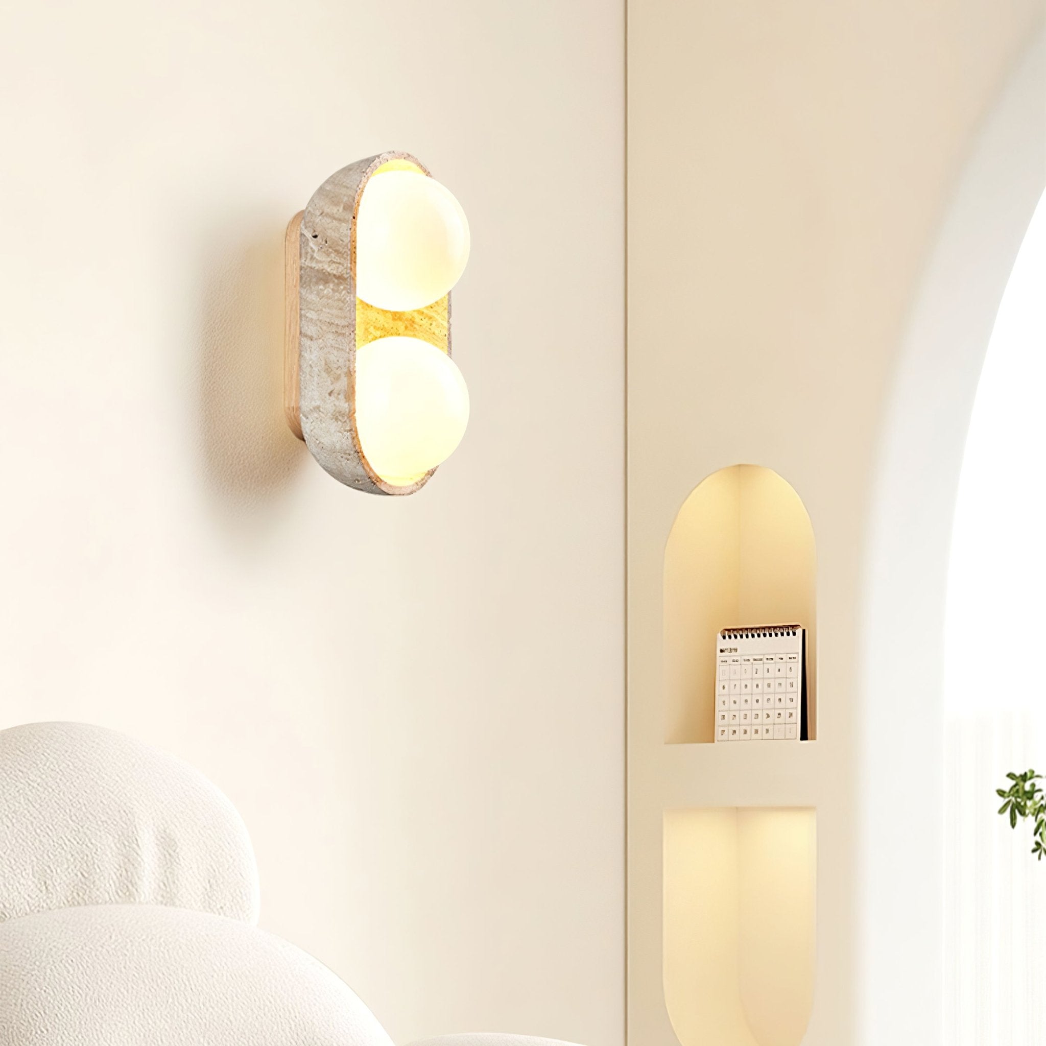 Trio Globe Travertine Wall Sconce