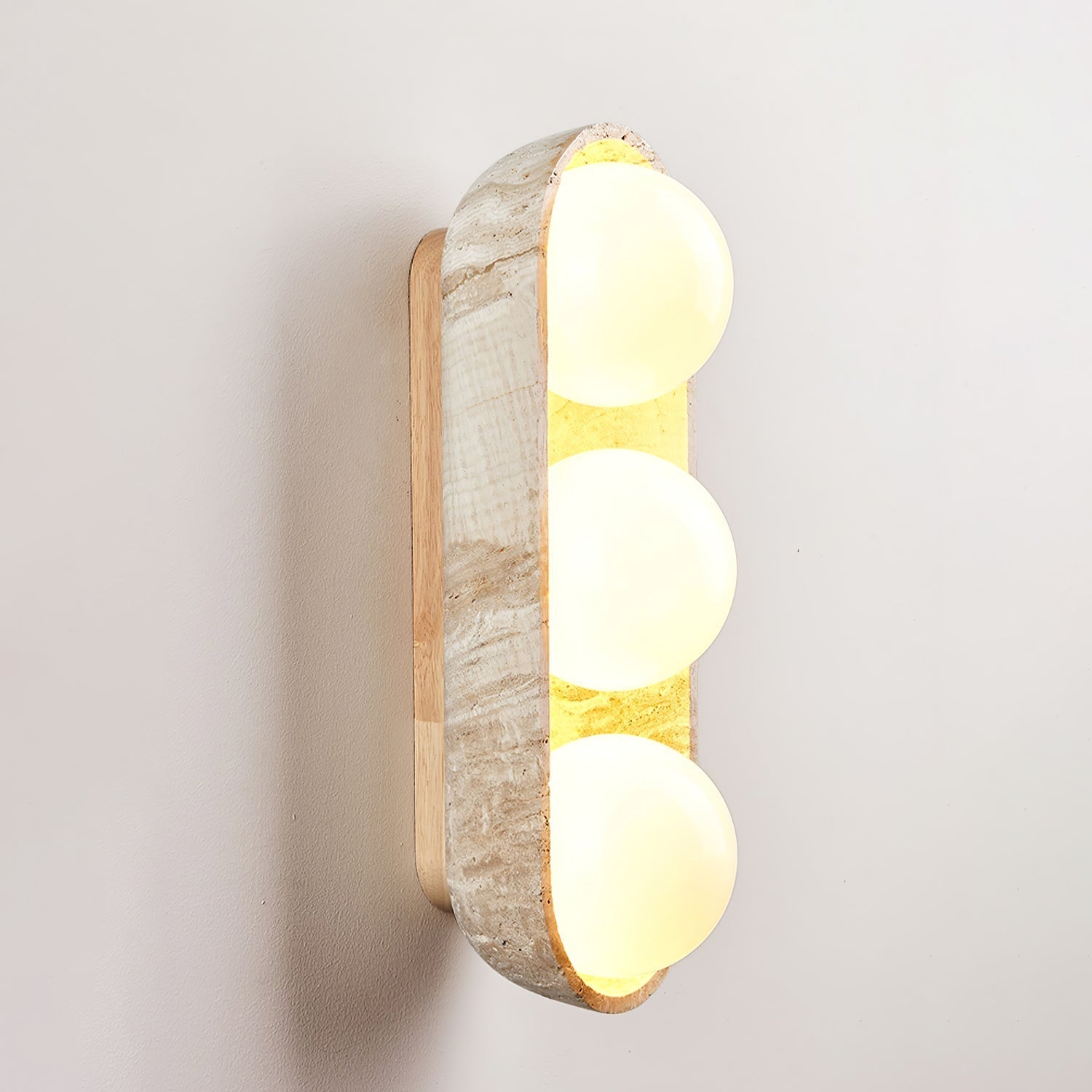 Trio Globe Travertine Wall Sconce