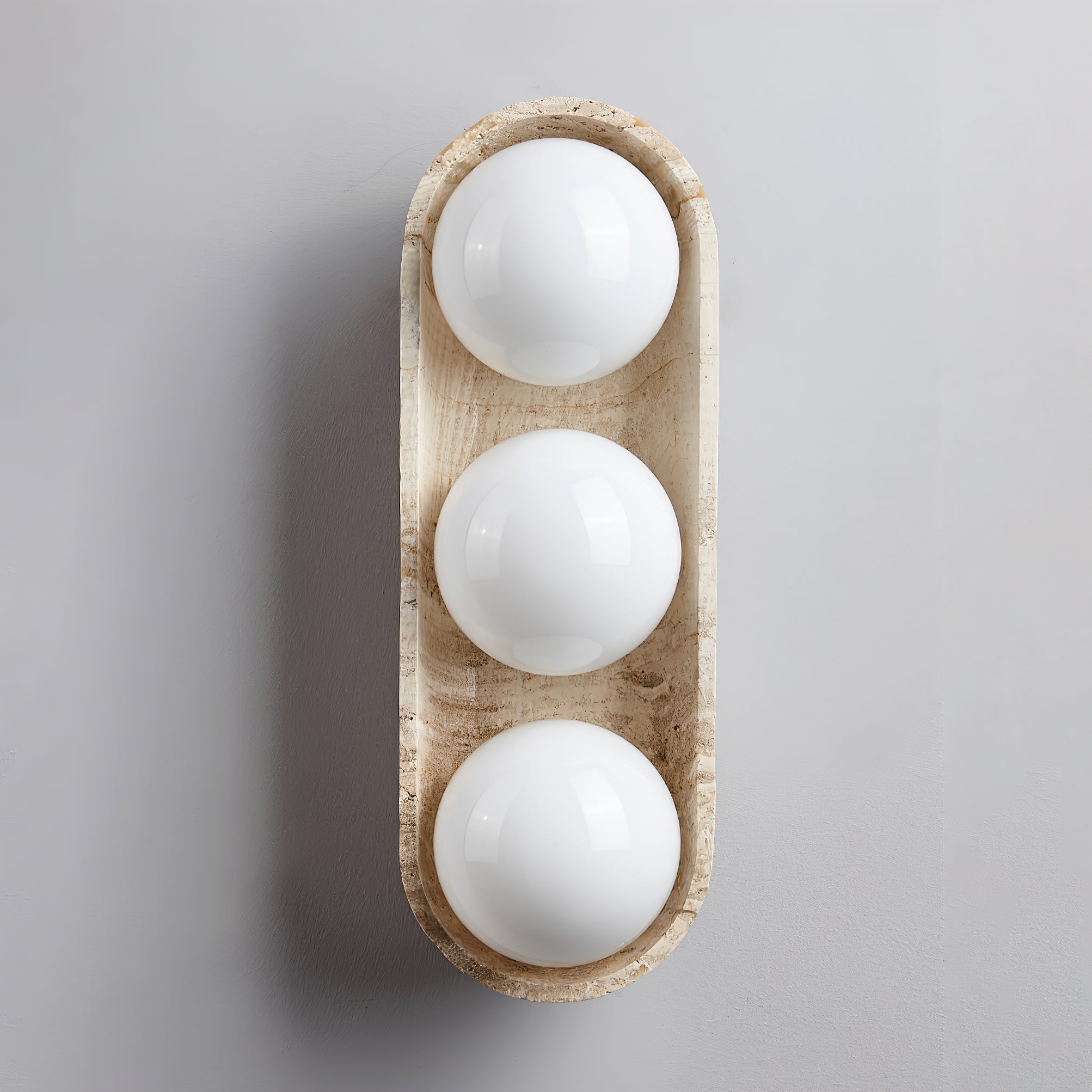 Trio Globe Travertine Wall Sconce