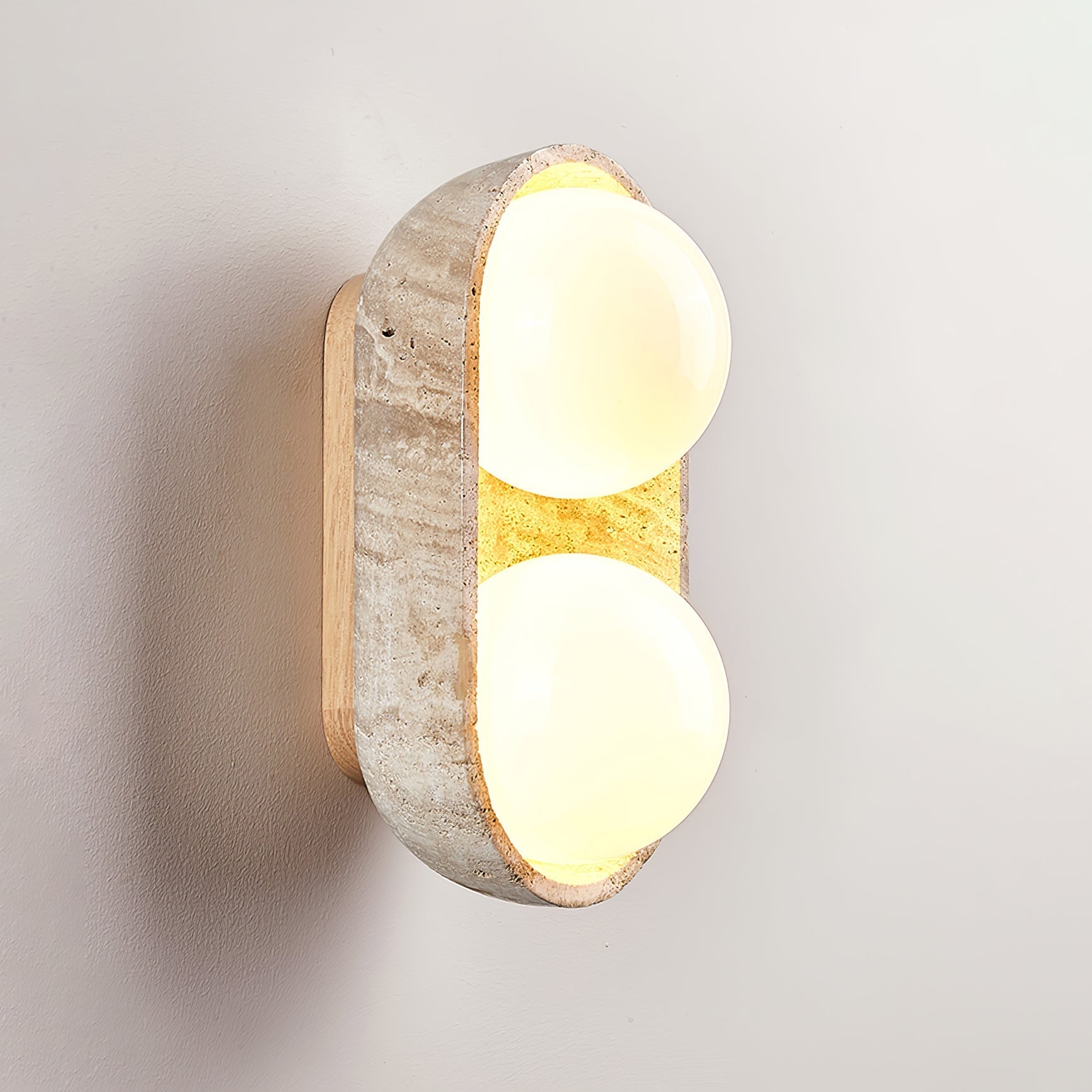 Trio Globe Travertine Wall Sconce