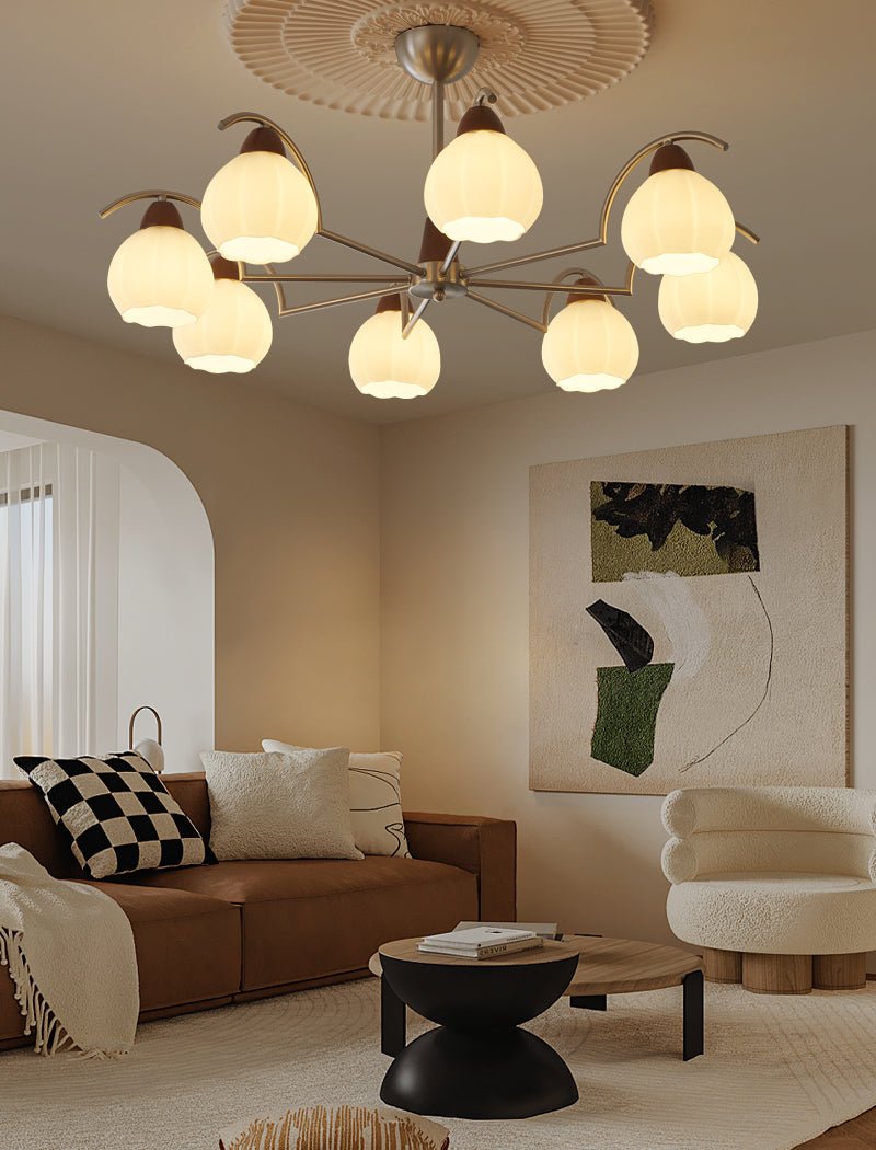 Ilaeiel Traditional Elegance Bloom Wood Glass Chandelier - Letslighting