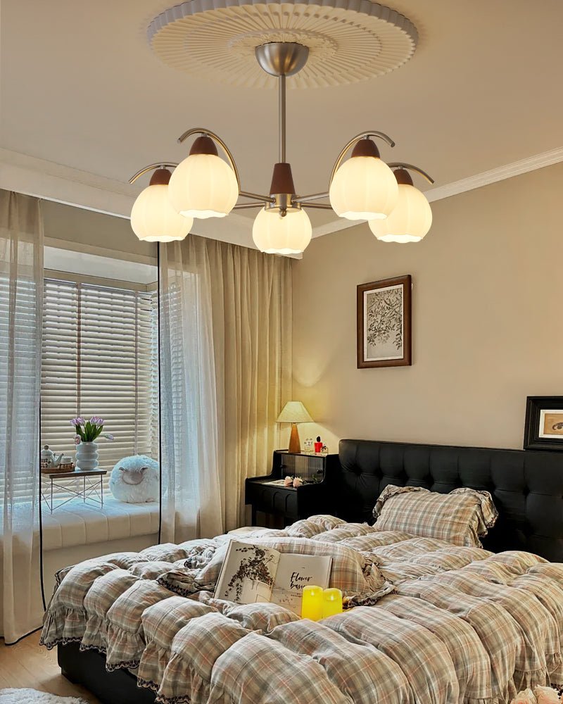 Ilaeiel Traditional Elegance Bloom Wood Glass Chandelier - Letslighting