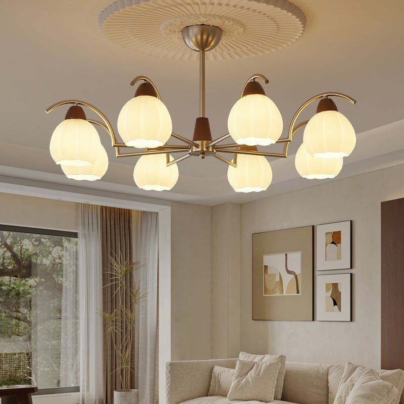 Ilaeiel Traditional Elegance Bloom Wood Glass Chandelier - Letslighting