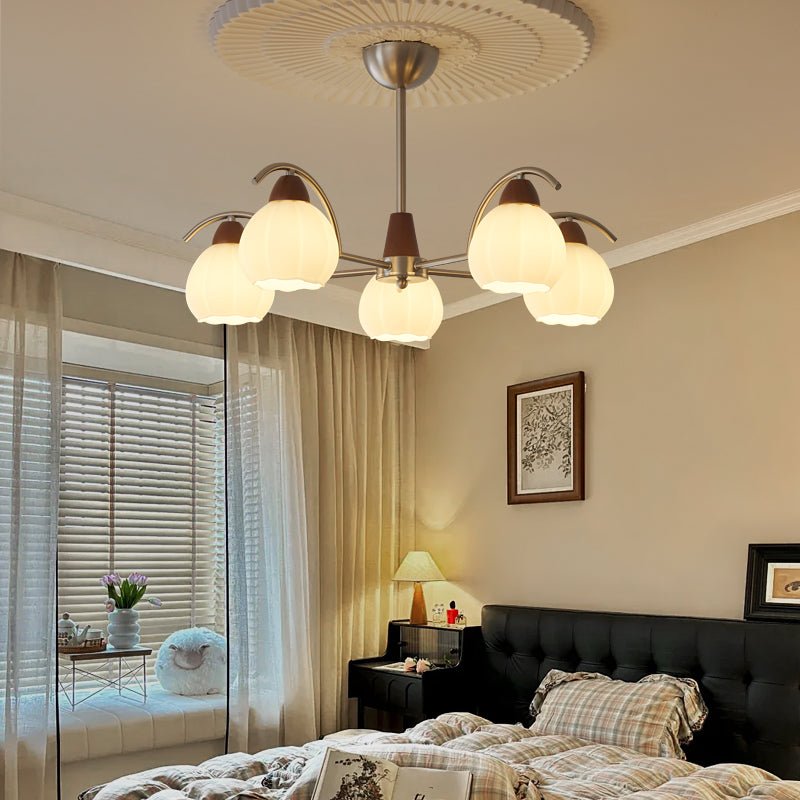 Ilaeiel Traditional Elegance Bloom Wood Glass Chandelier - Letslighting