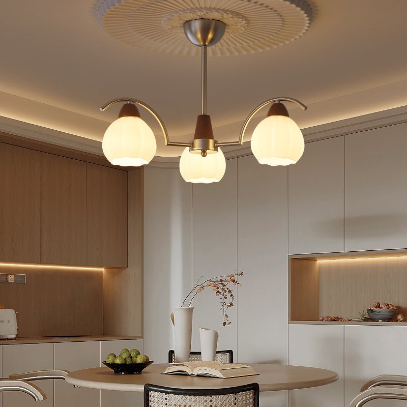 Ilaeiel Traditional Elegance Bloom Wood Glass Chandelier - Letslighting