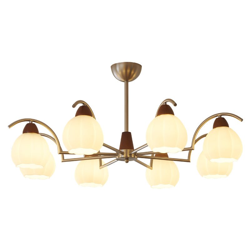 Ilaeiel Traditional Elegance Bloom Wood Glass Chandelier - Letslighting