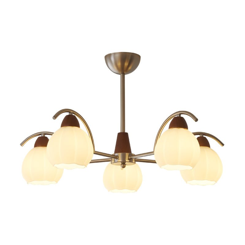 Ilaeiel Traditional Elegance Bloom Wood Glass Chandelier - Letslighting