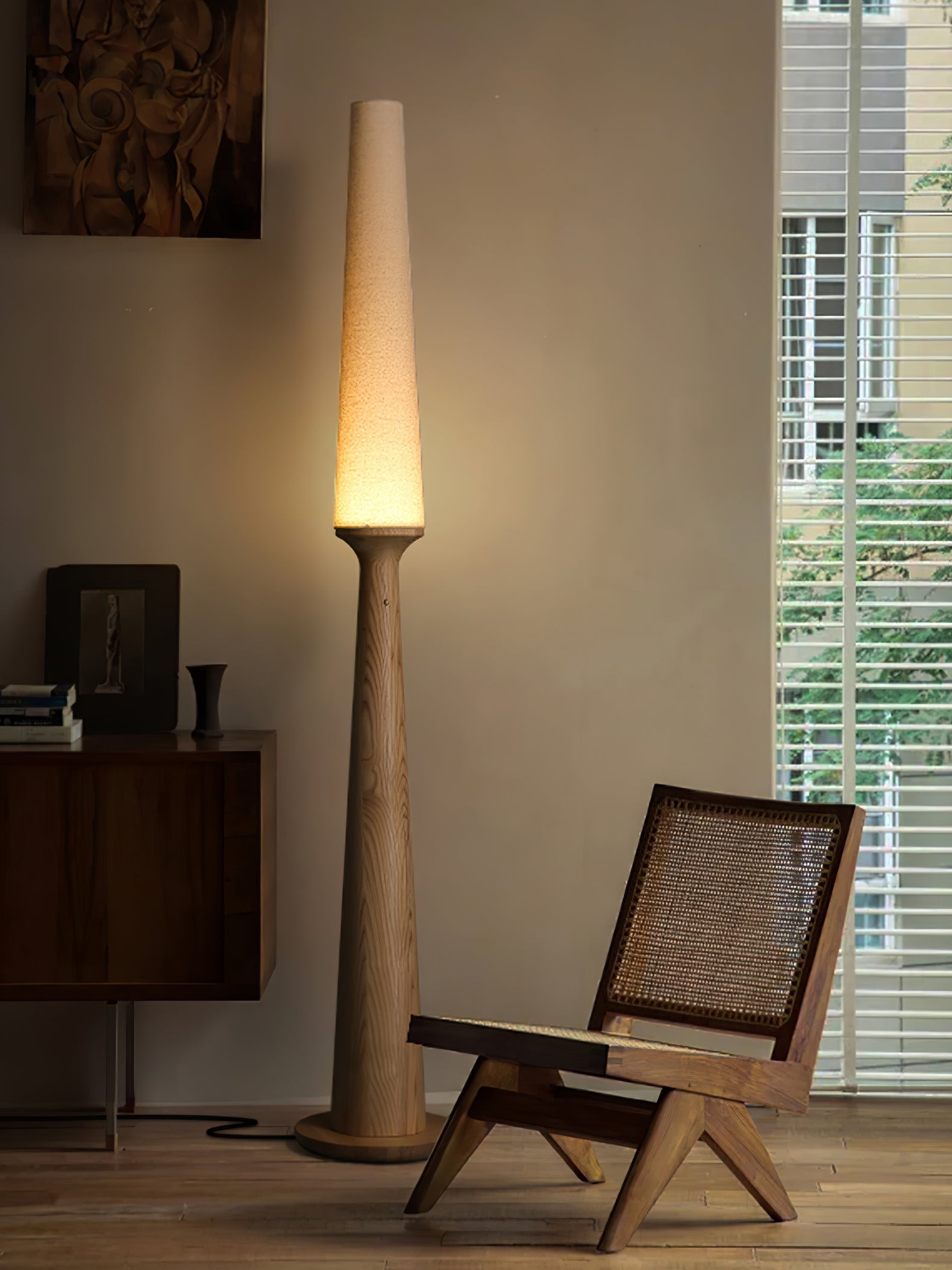 Vetheora Tapered Wood Floor Lamp - Letslighting