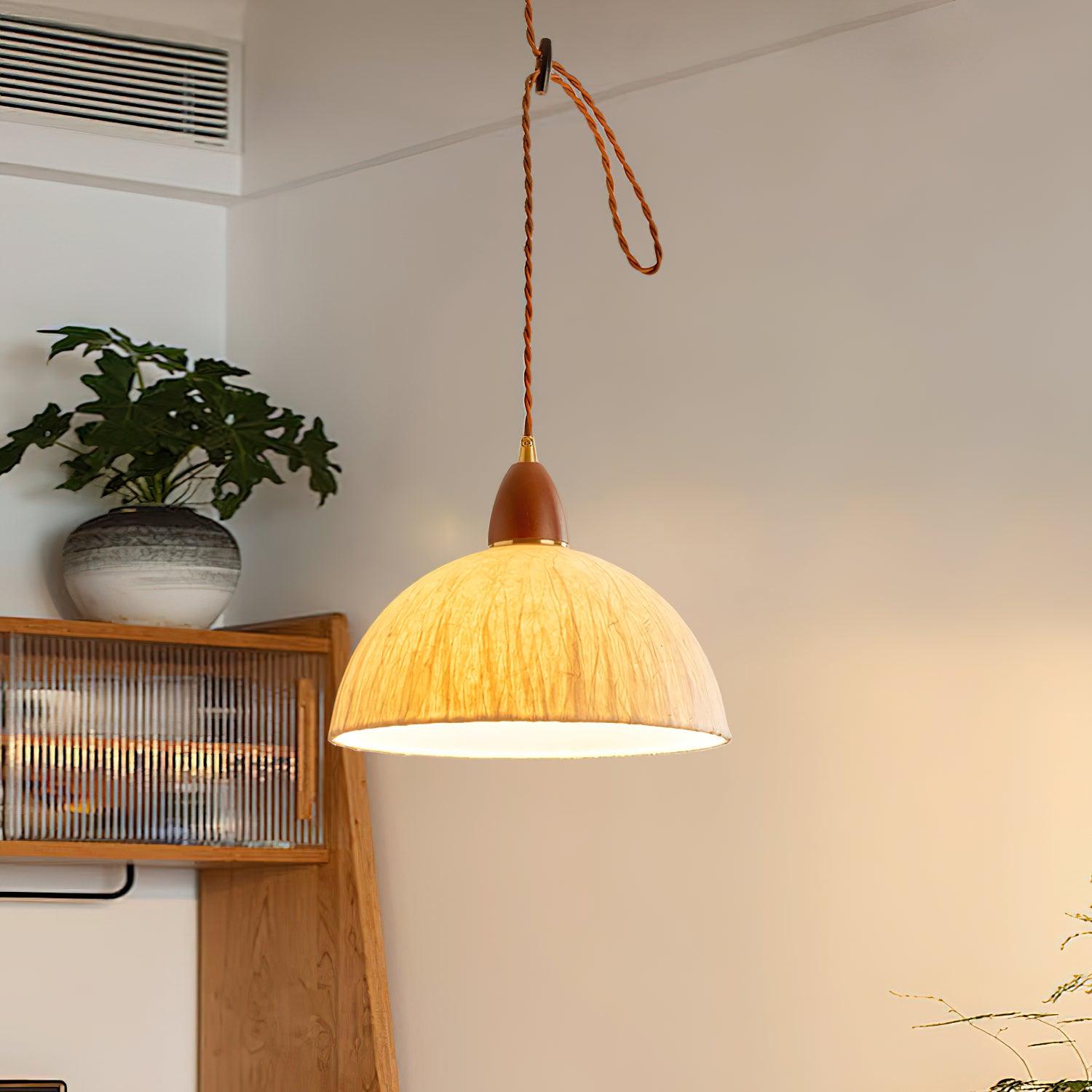 Vellara Paper & Wood Pendant Lamp - Letslighting