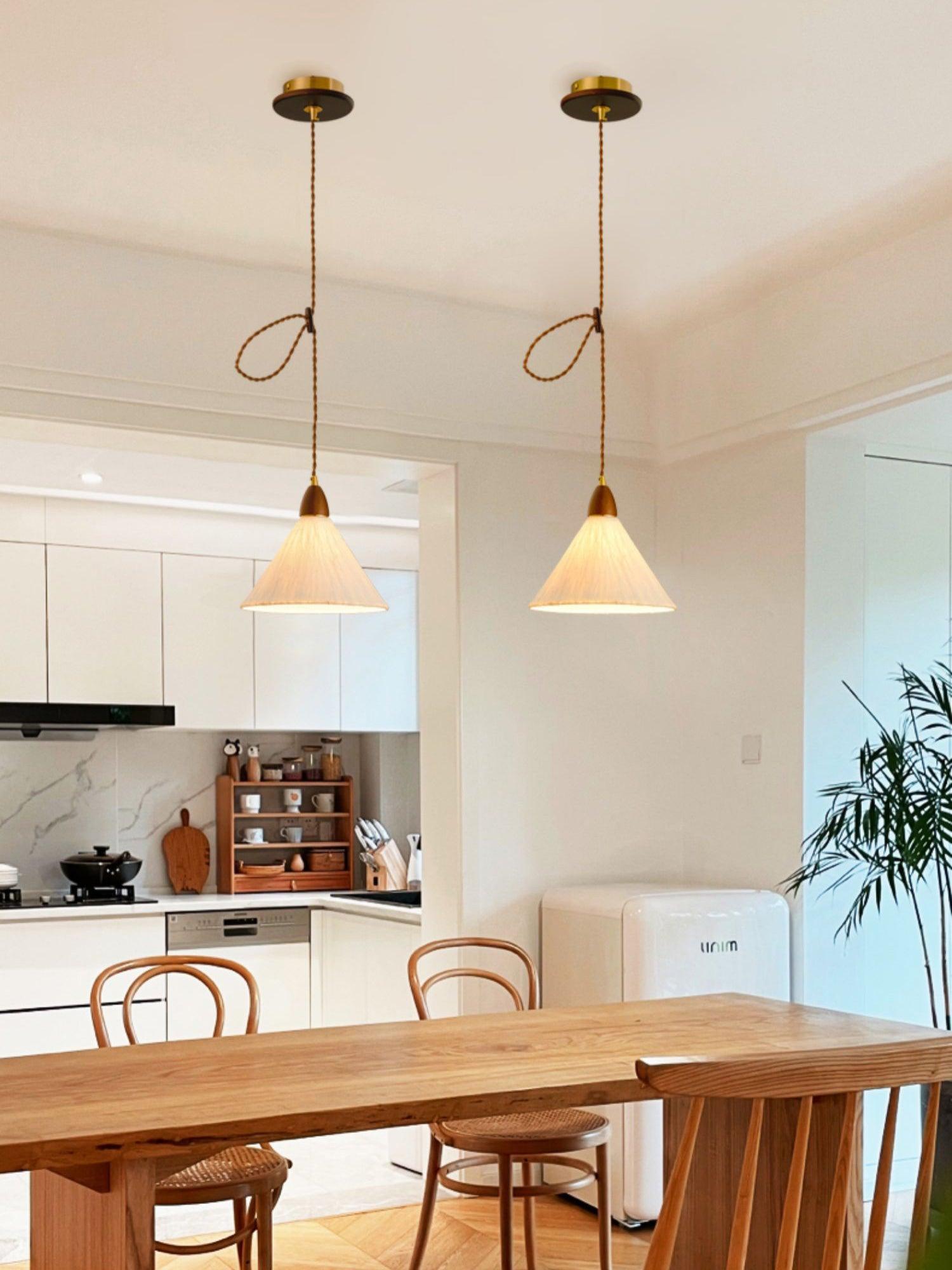 Vellara Paper & Wood Pendant Lamp - Letslighting