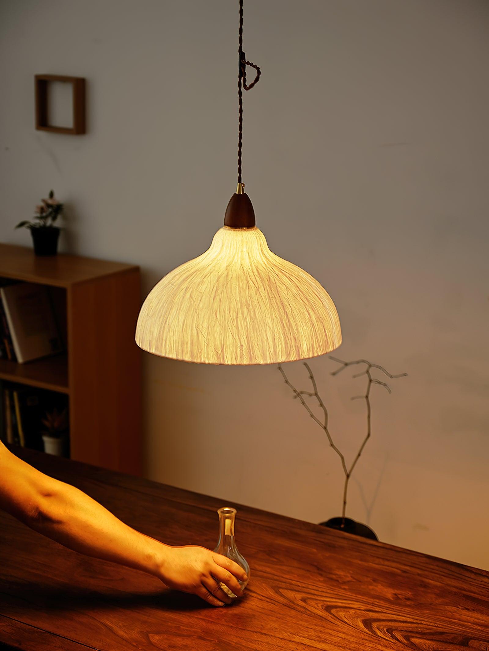 Vellara Paper & Wood Pendant Lamp - Letslighting