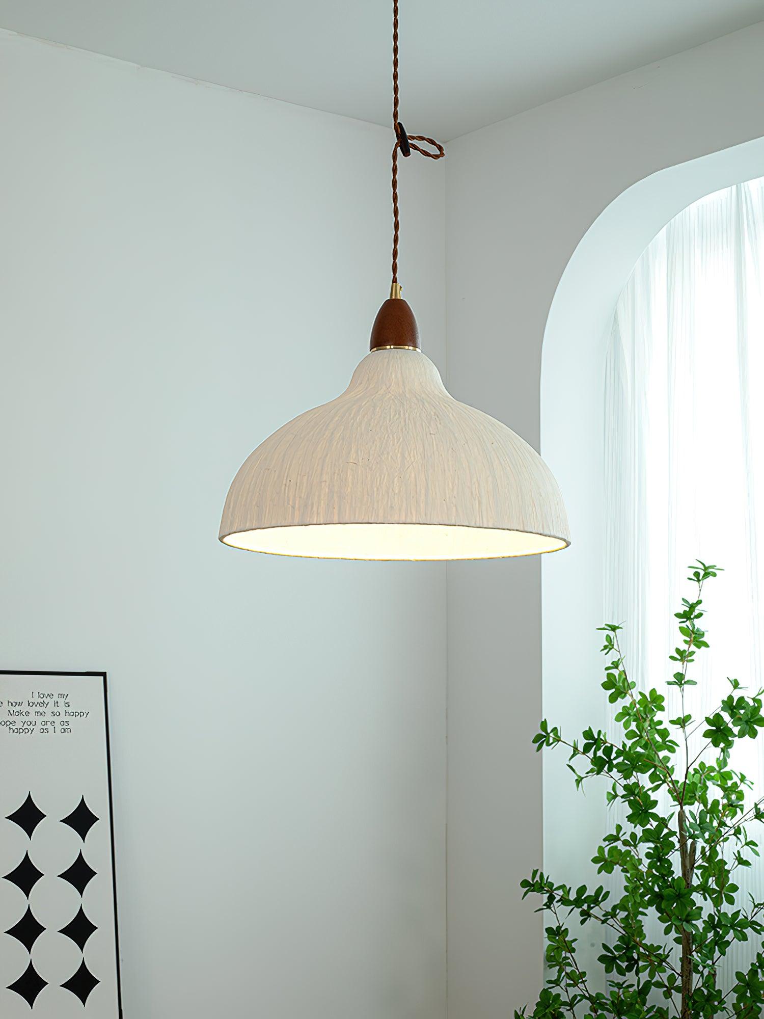 Vellara Paper & Wood Pendant Lamp - Letslighting
