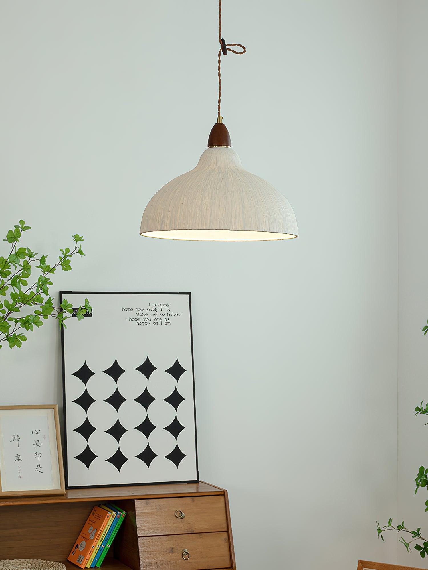 Vellara Paper & Wood Pendant Lamp - Letslighting