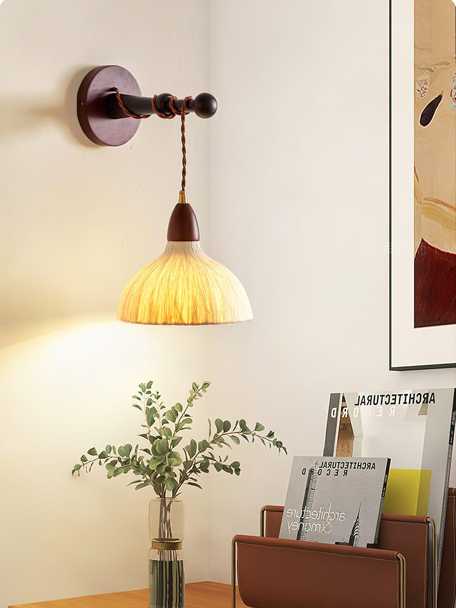 Vitheos Elegance Natural Walnut Wood Wall Lamp - Letslighting