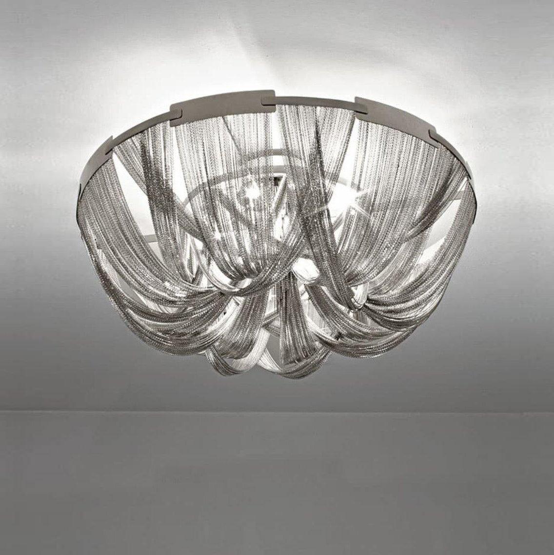 Lustra Ceiling Light Tassel Aluminum Chain Nickel Frame - Letslighting
