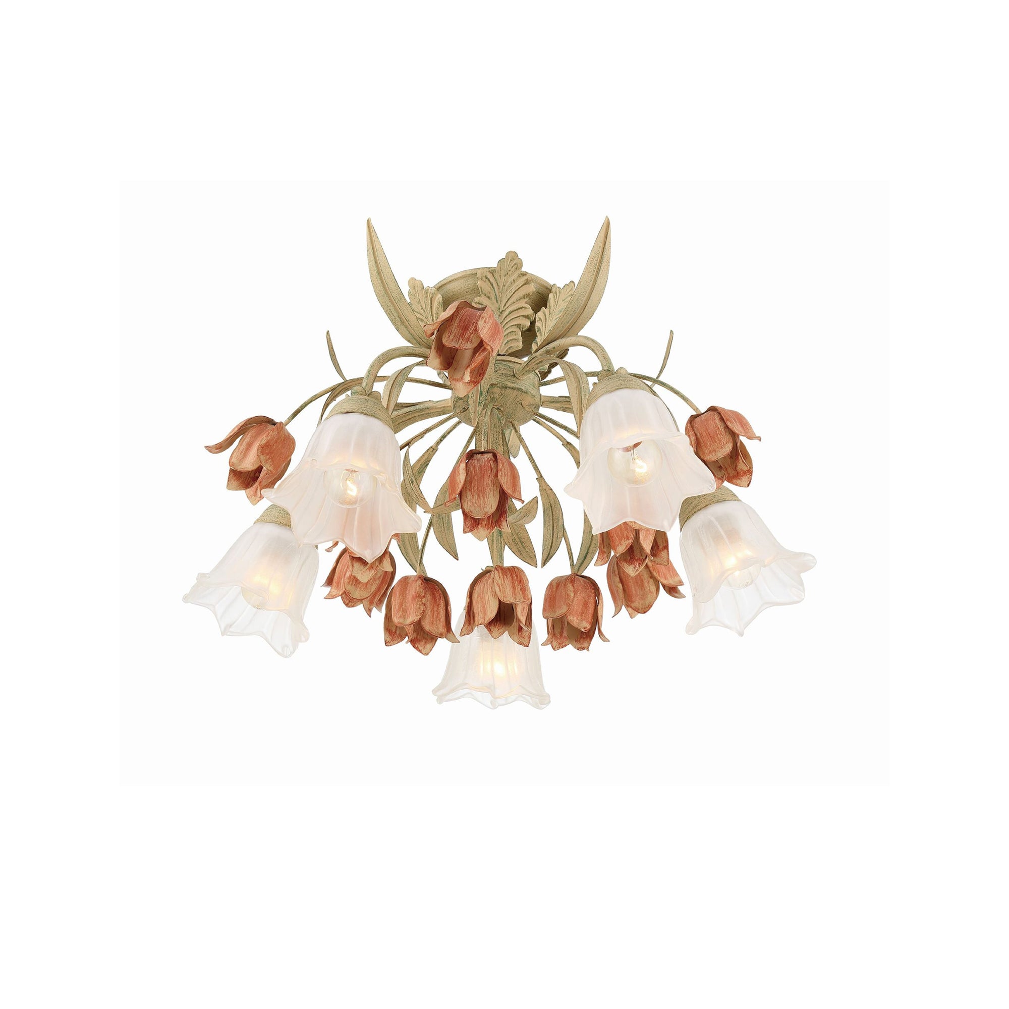 Veshael Elegance Art Sage Rose Glass Ceiling Lamp - Letslighting