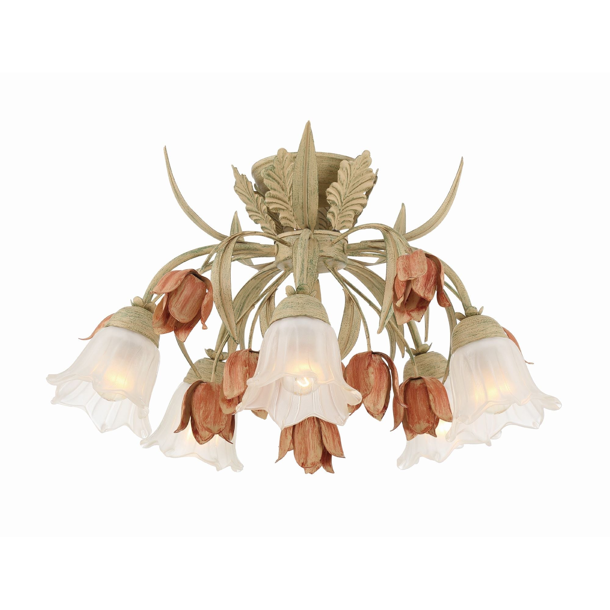 Veshael Elegance Art Sage Rose Glass Ceiling Lamp - Letslighting