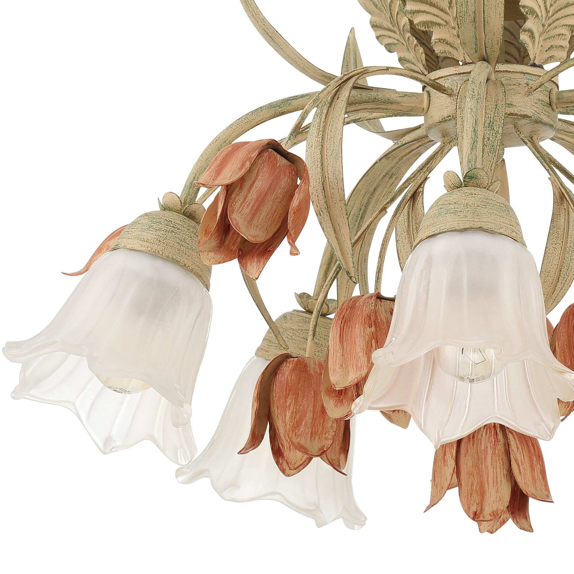 Veshael Elegance Art Sage Rose Glass Ceiling Lamp - Letslighting