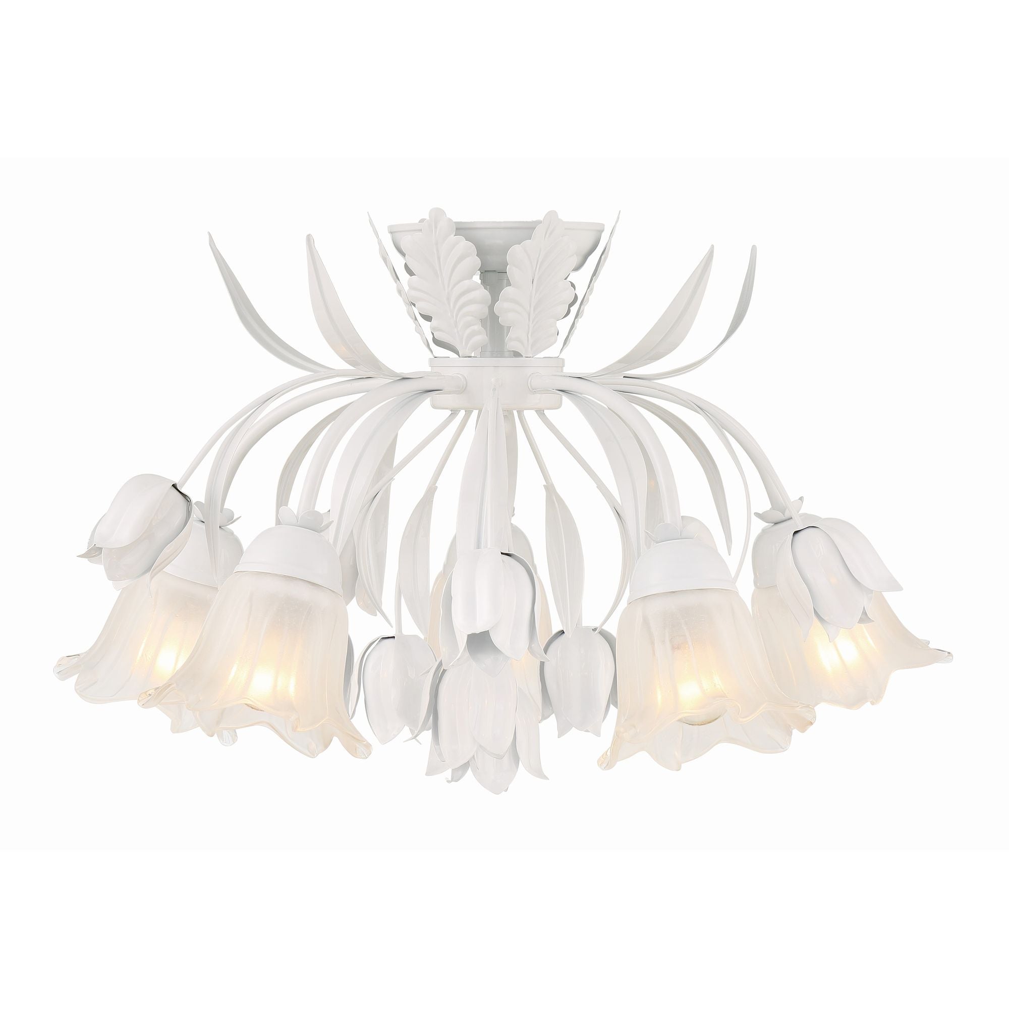 Veshael Elegance Art Sage Rose Glass Ceiling Lamp - Letslighting