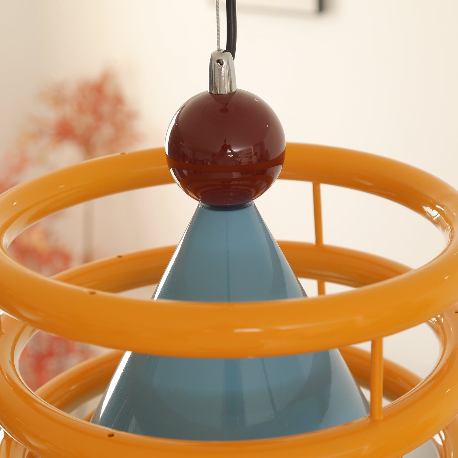 Sowden Pendant Lamp Blue Cone Orange Rings - Letslighting