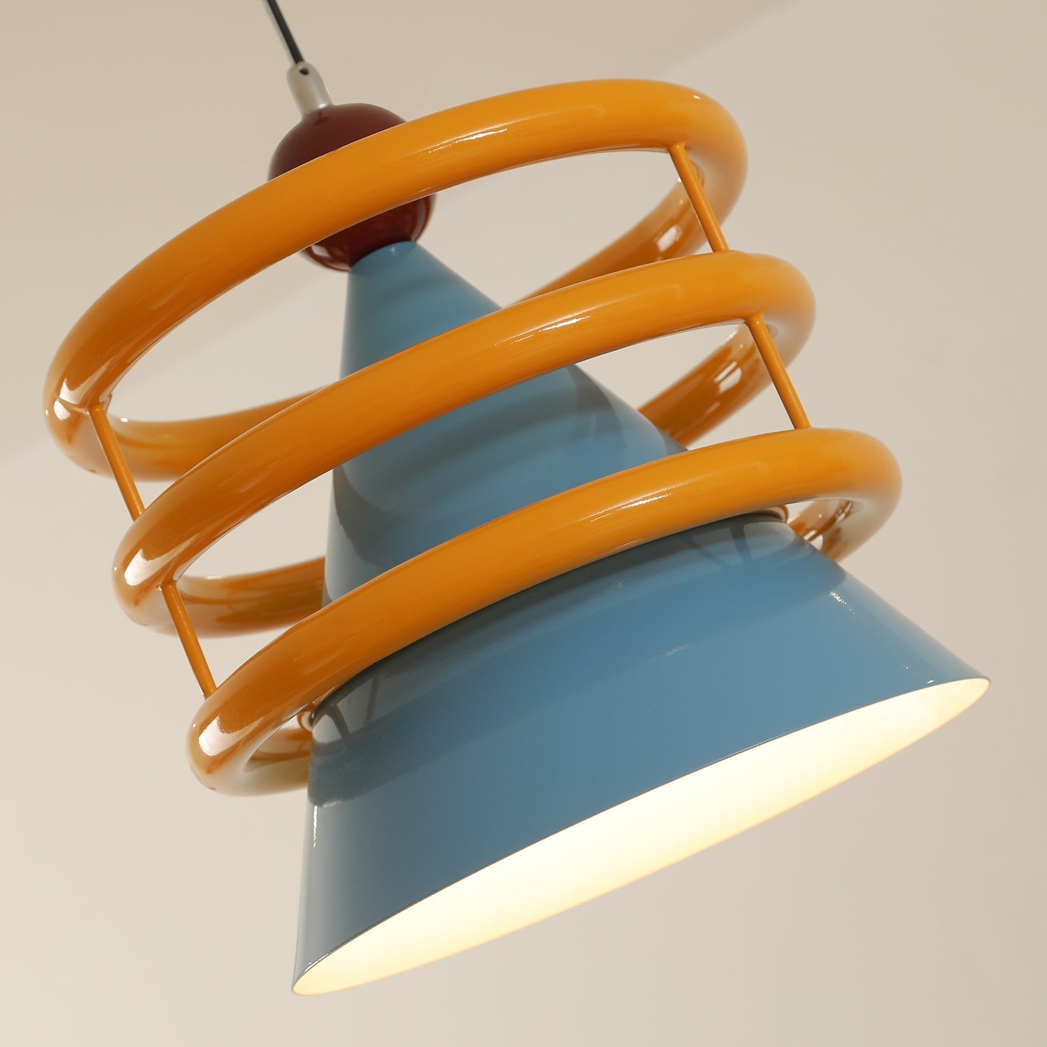 Sowden Pendant Lamp Blue Cone Orange Rings - Letslighting