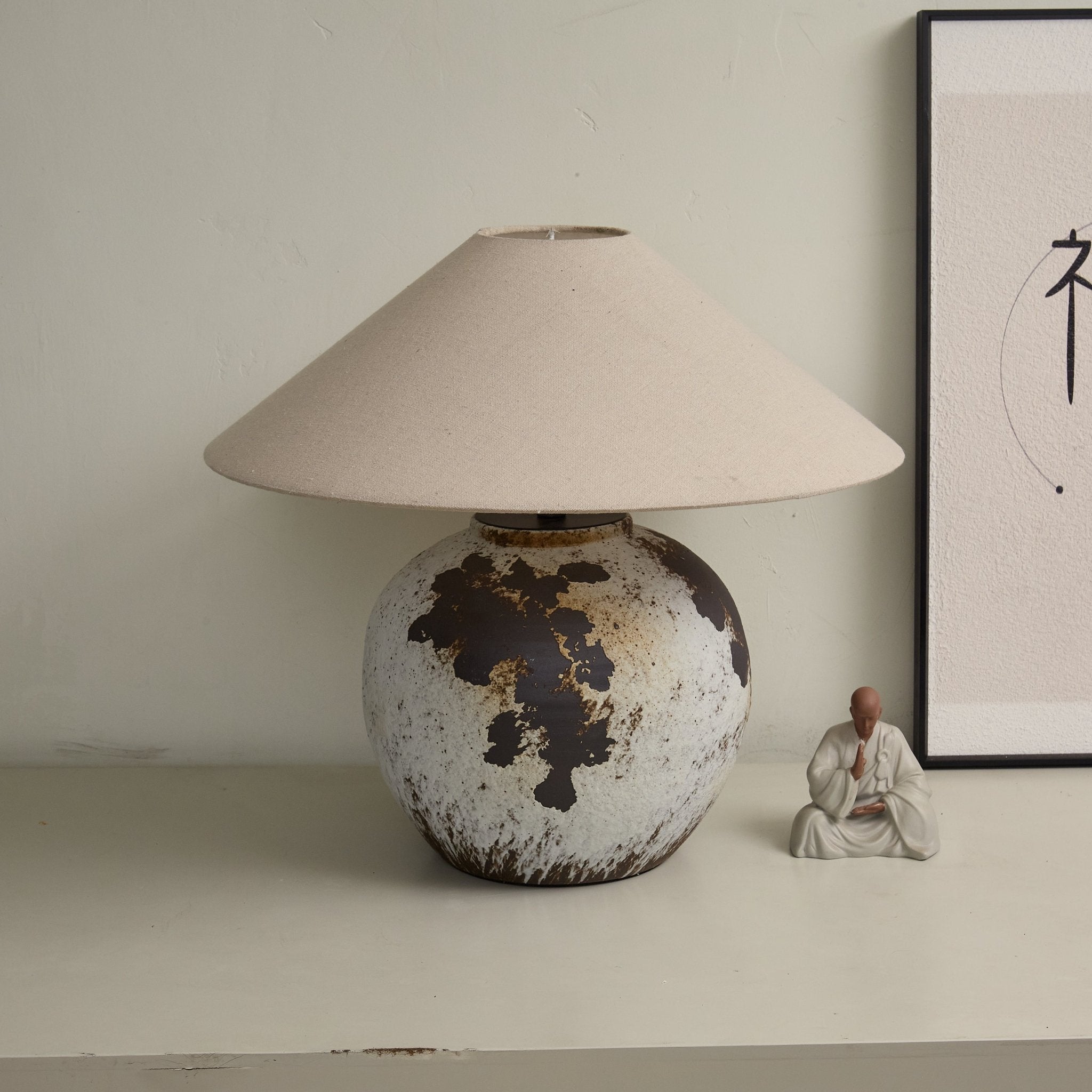 Speckled Modern Fabric & Ceramics Table Lamp