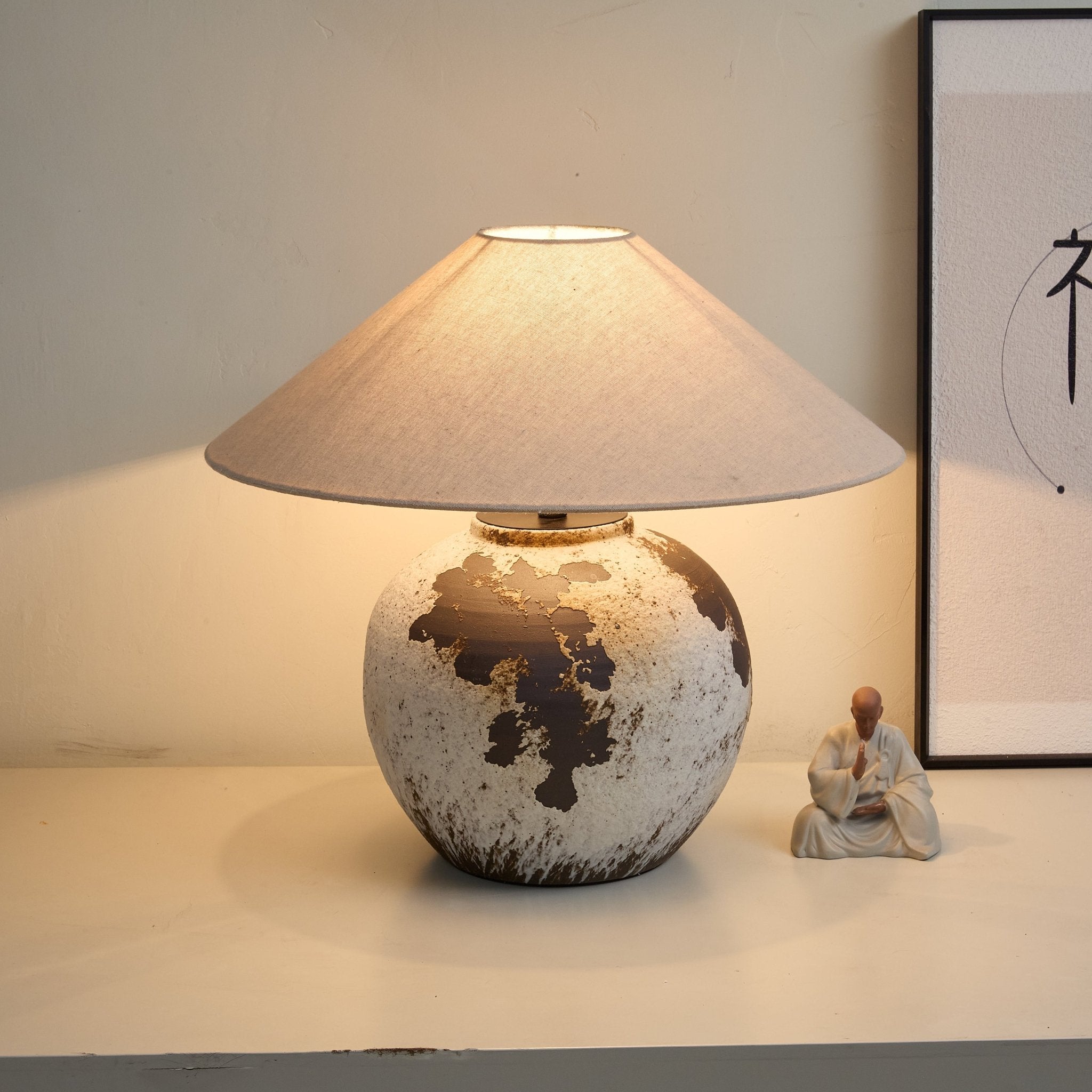 Speckled Modern Fabric & Ceramics Table Lamp