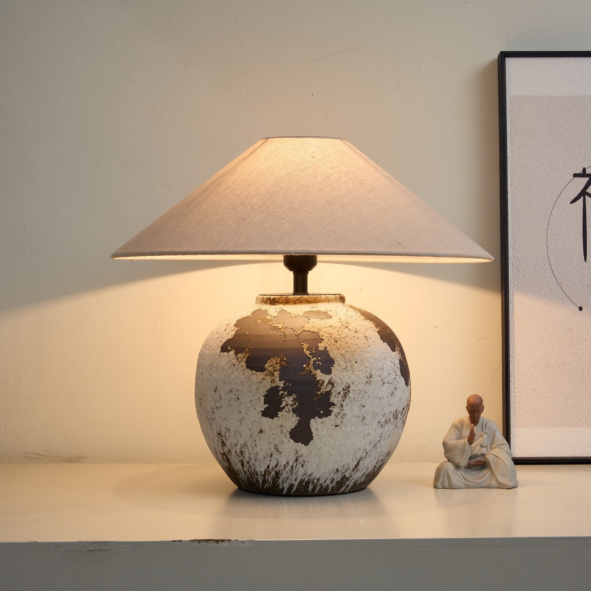 Speckled Modern Fabric & Ceramics Table Lamp